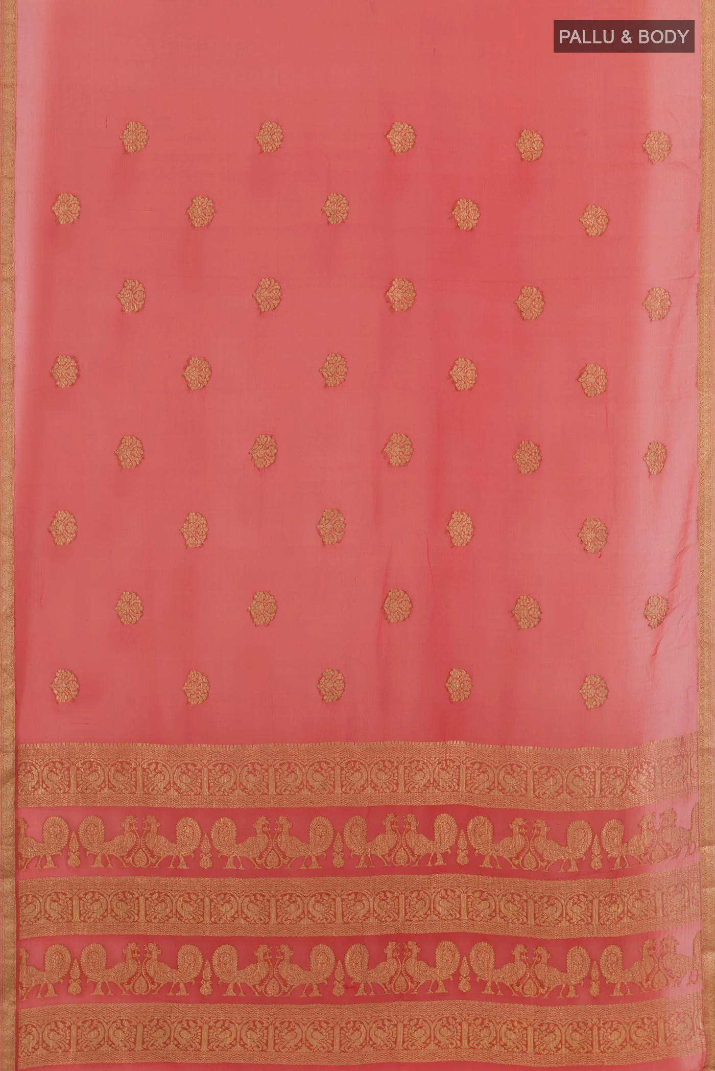 Orange Mysore Chiffon Saree - Image 3