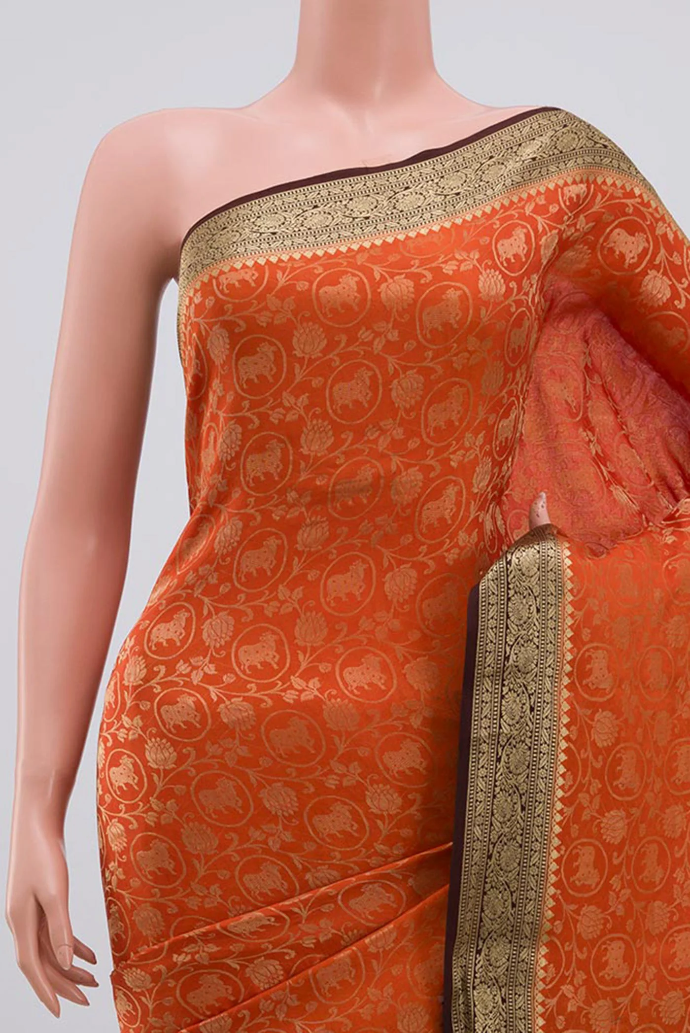 Orange Mysore Crepe Saree - Image 2
