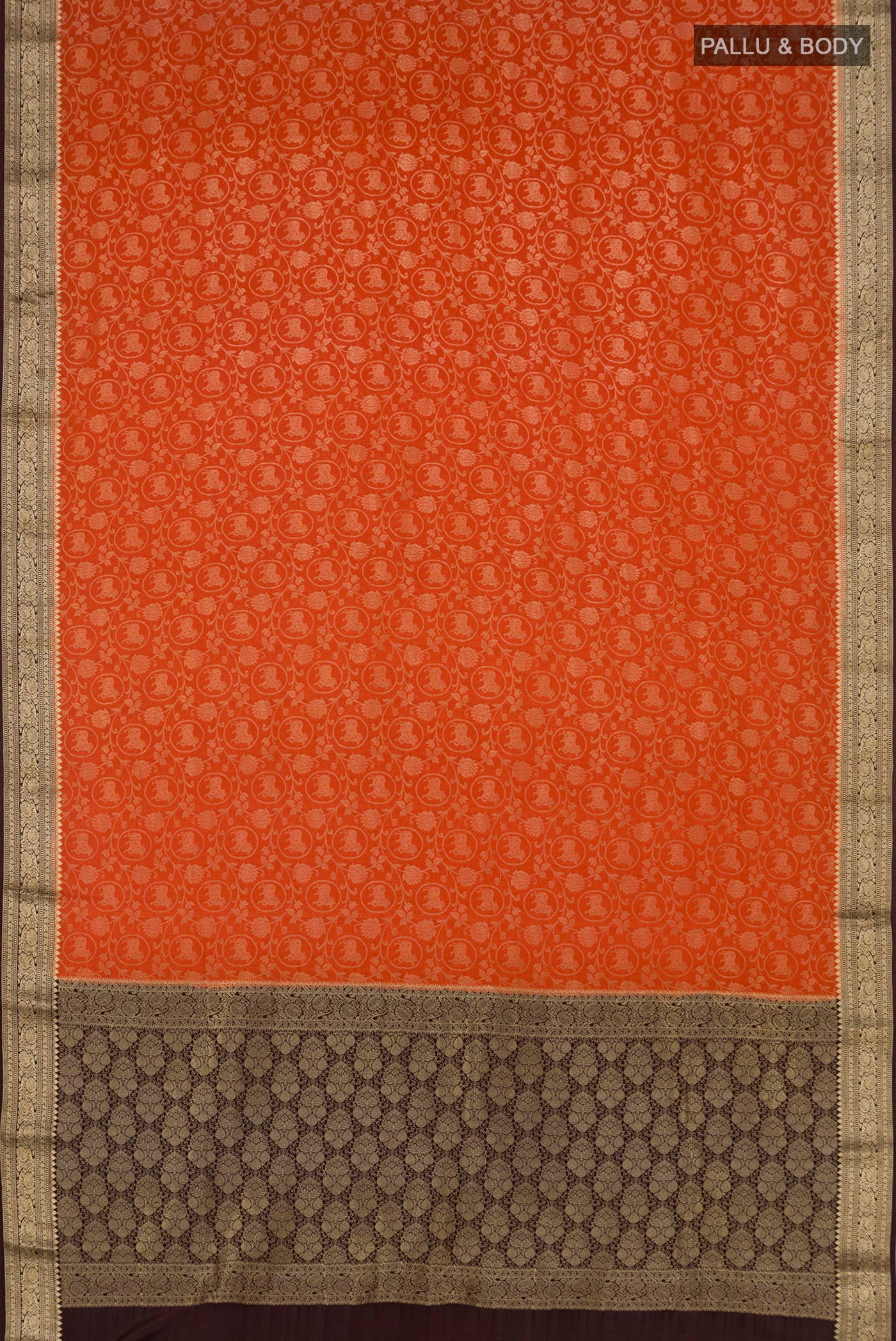 Orange Mysore Crepe Saree - Image 4