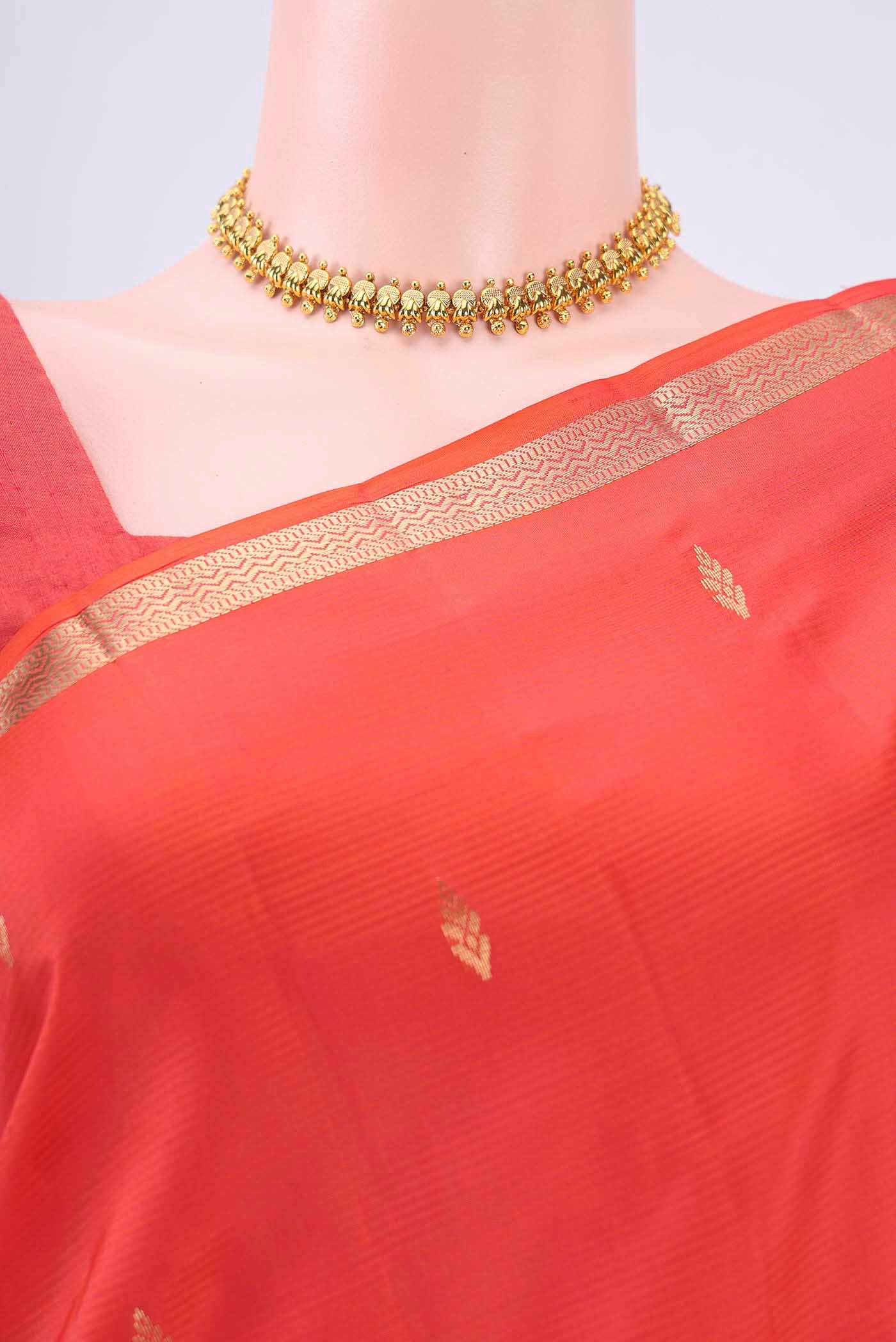 Orange Nangavalli Silk [ Salem ] Saree - Image 2