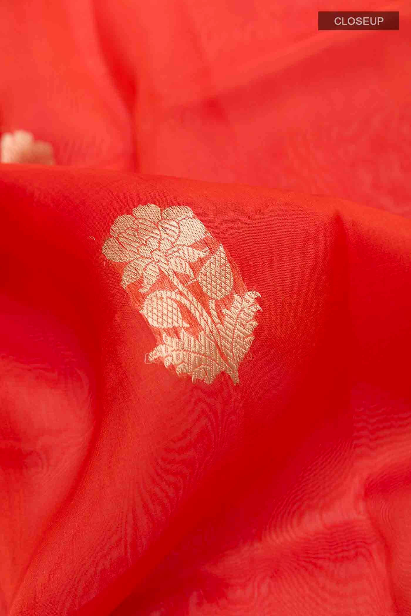 Orange Organza Silk Saree - Image 2