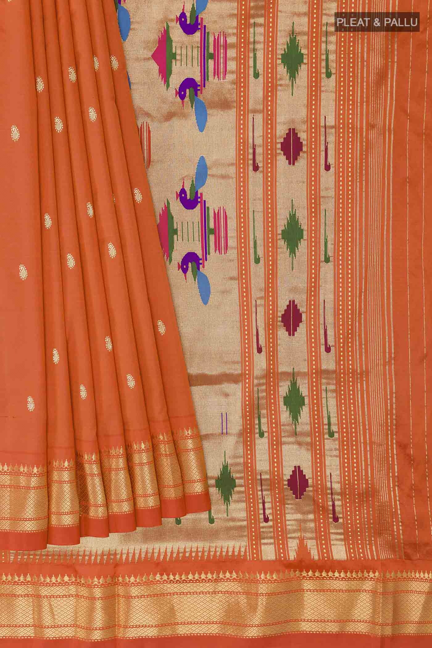 Orange Paithani Silk Saree - Image 4