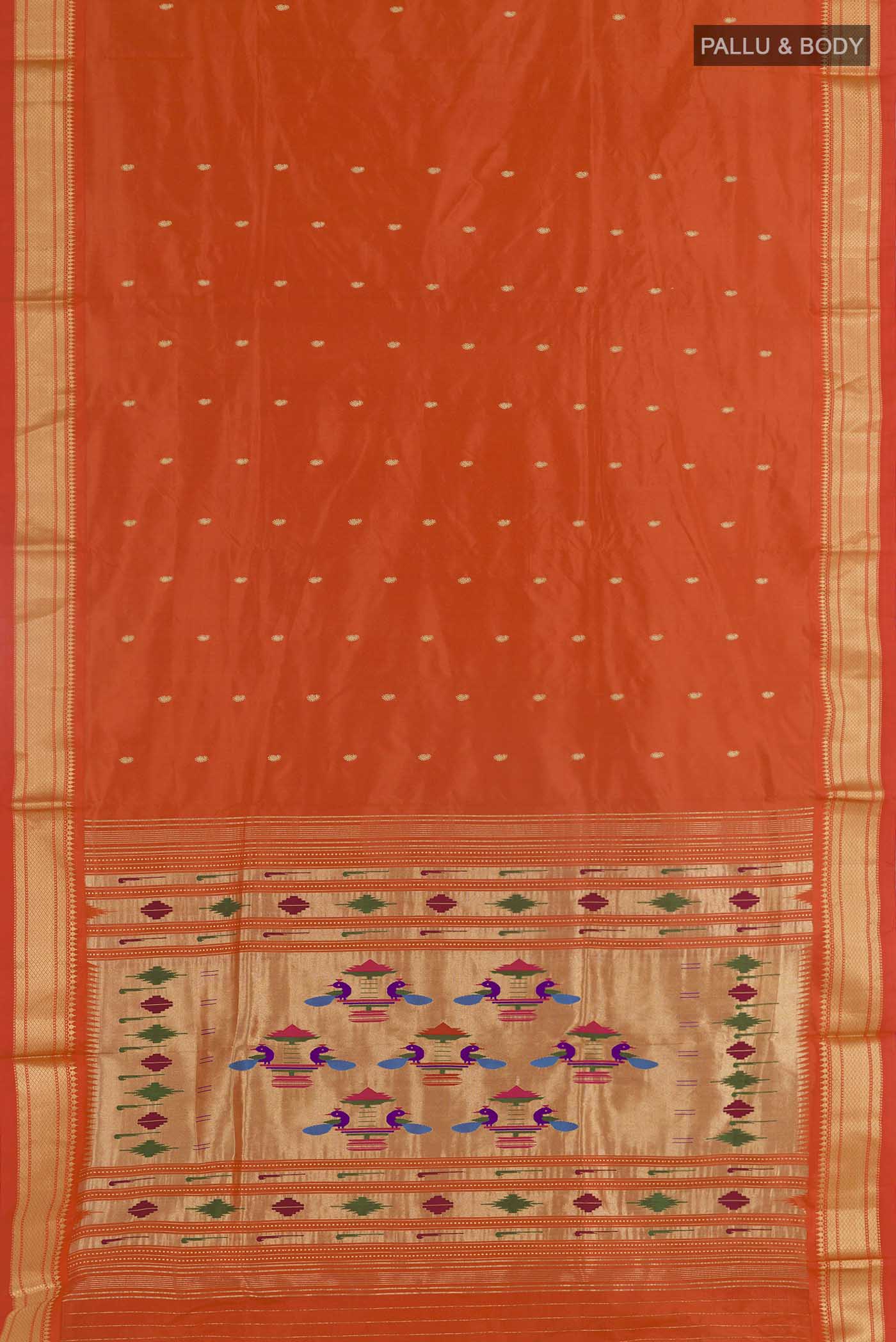 Orange Paithani Silk Saree - Image 6