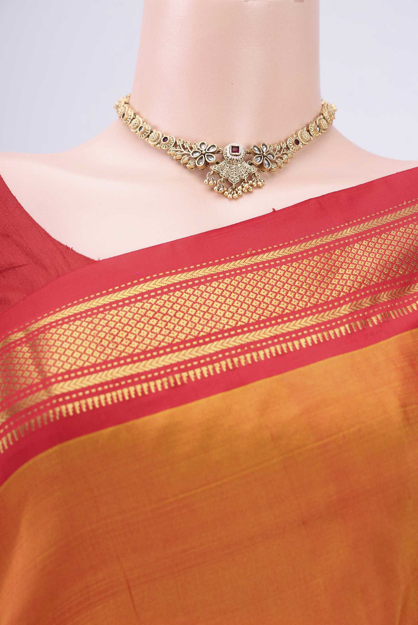 Orange Dual Tone Paithani Silk Saree - Image 2