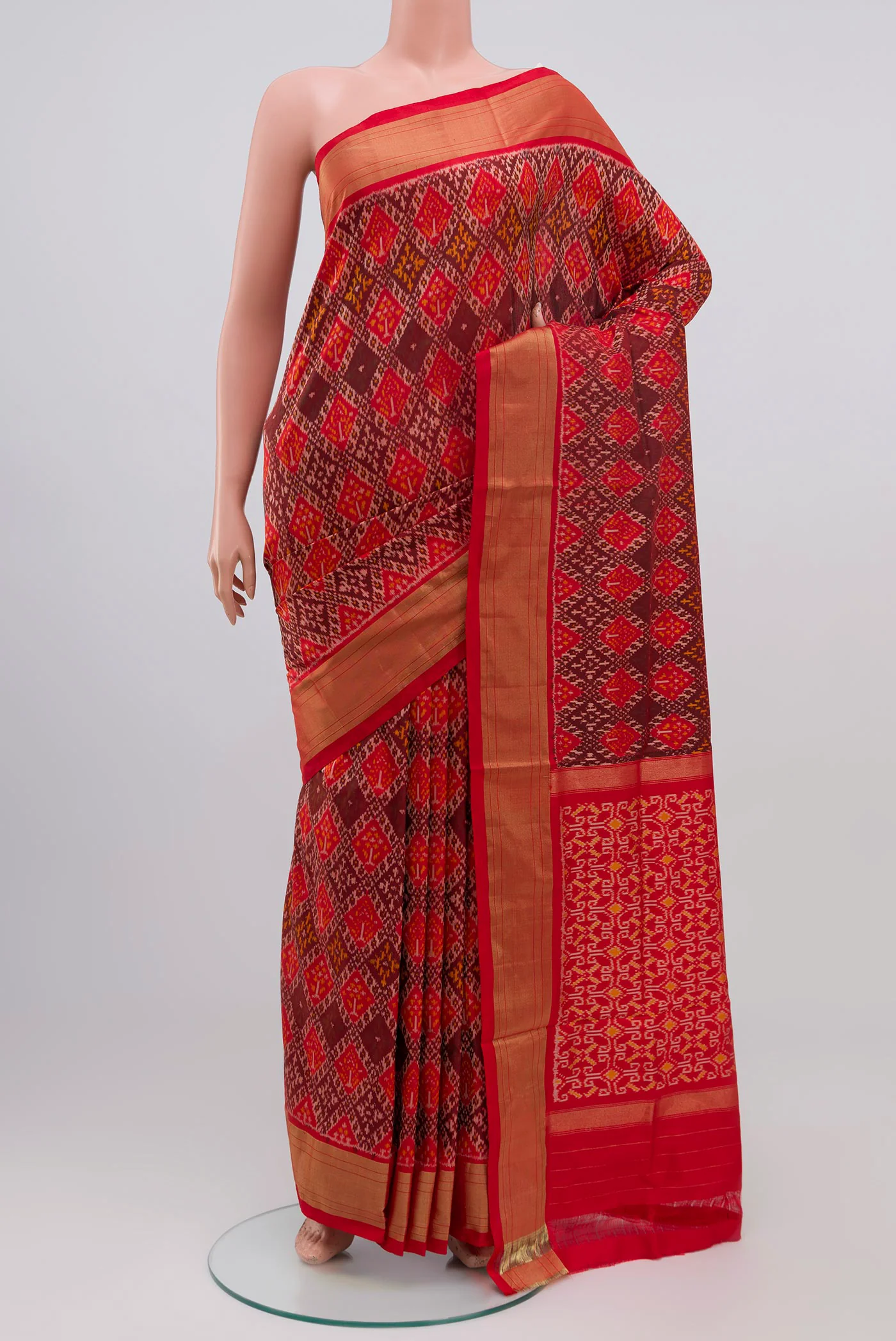 Brown Pochampally Silk Saree