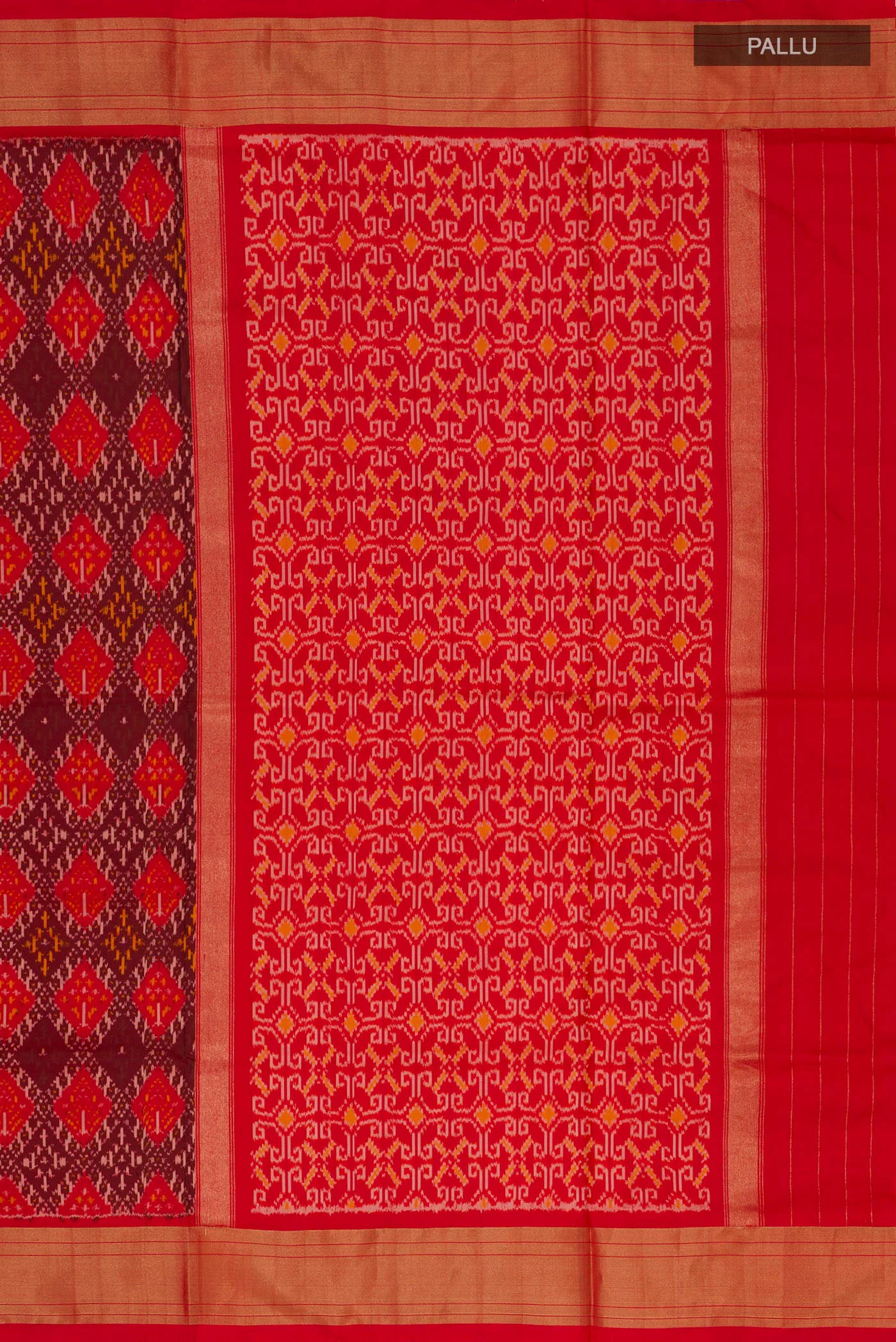 Brown Pochampally Silk Saree - Image 6