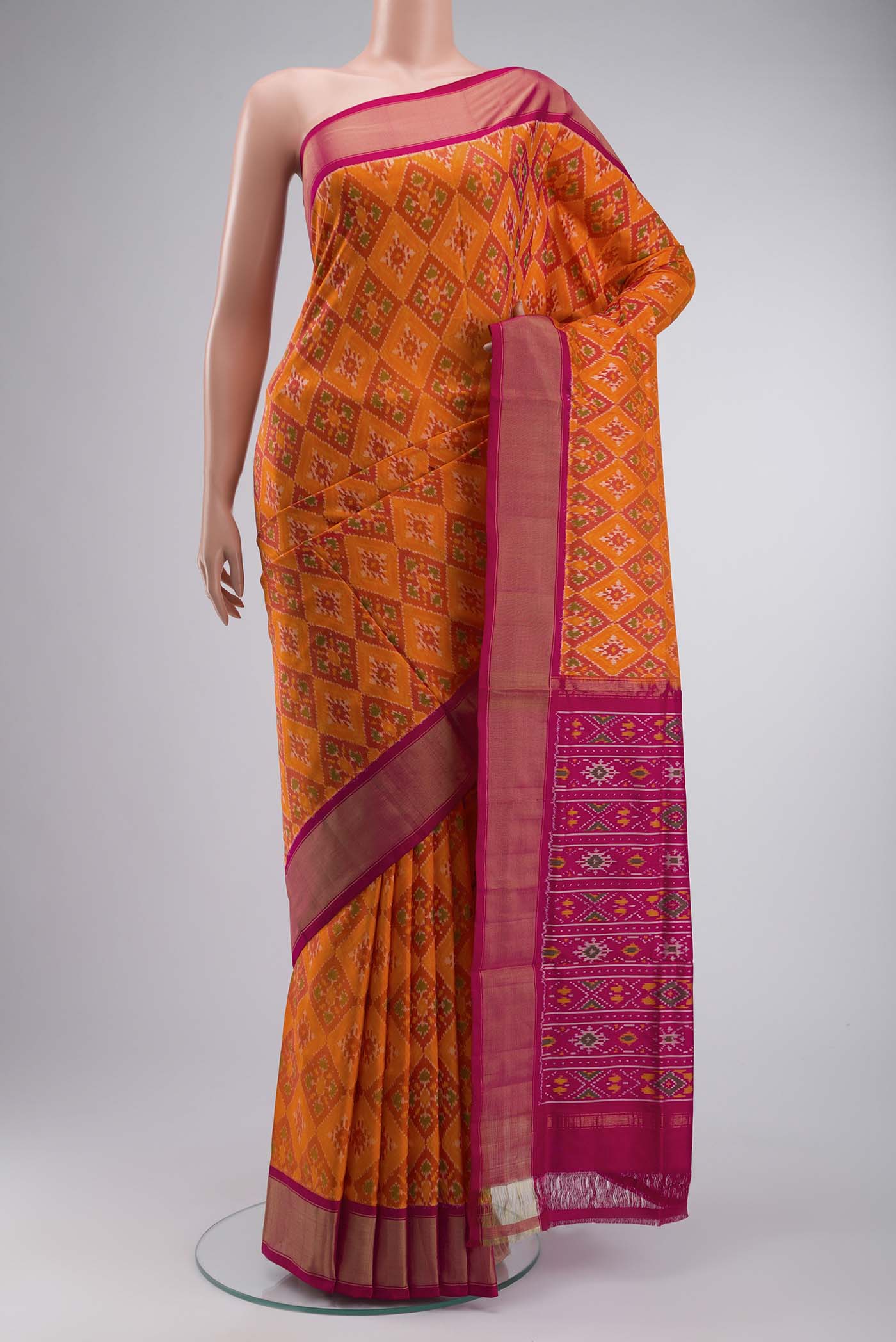 Orange Pochampally Silk Saree