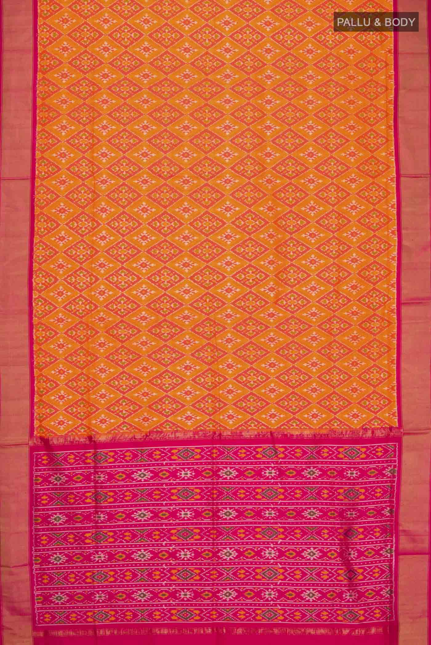 Orange Pochampally Silk Saree - Image 6