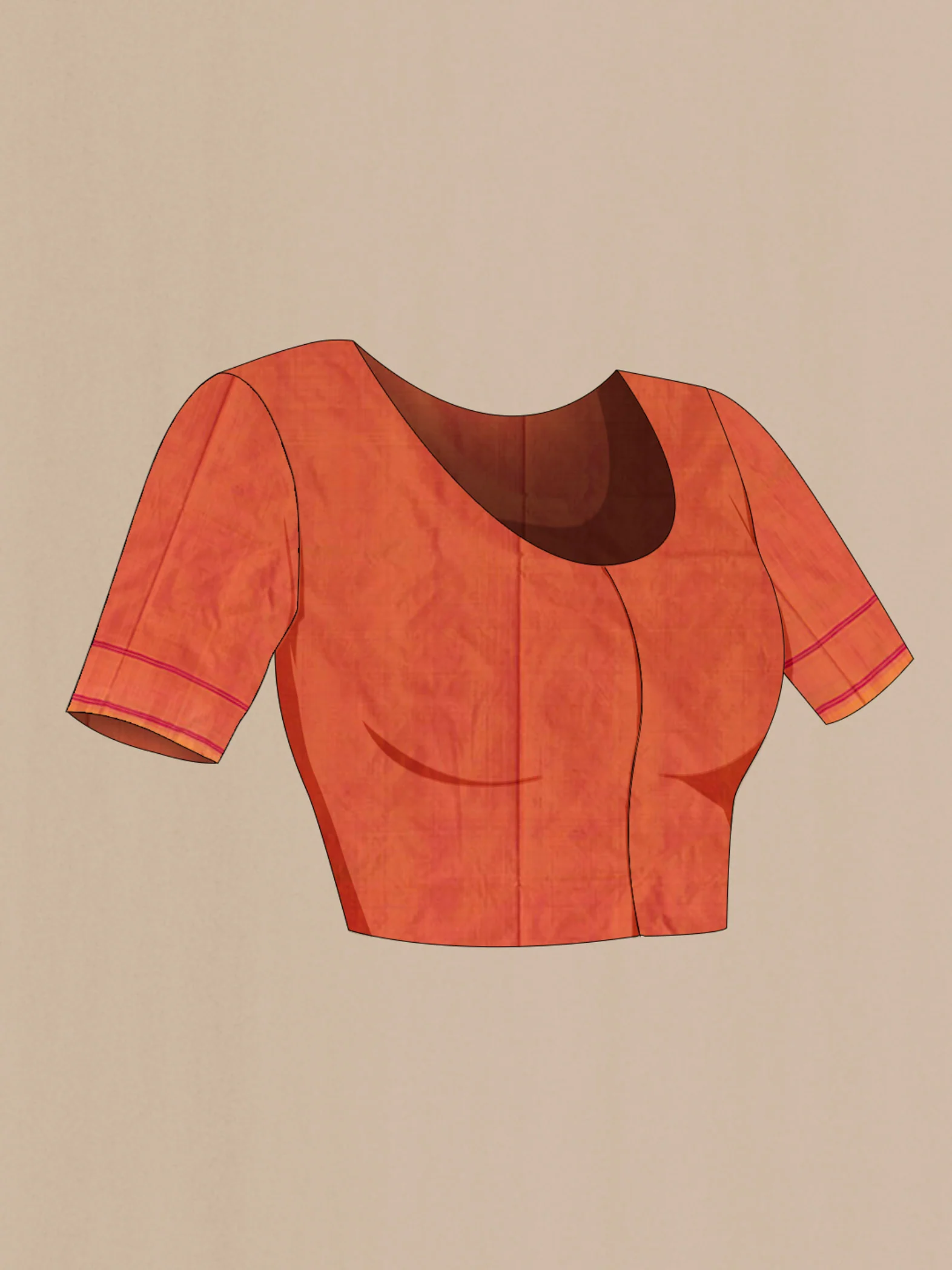 Orange Pochampally Silk Saree - Image 4
