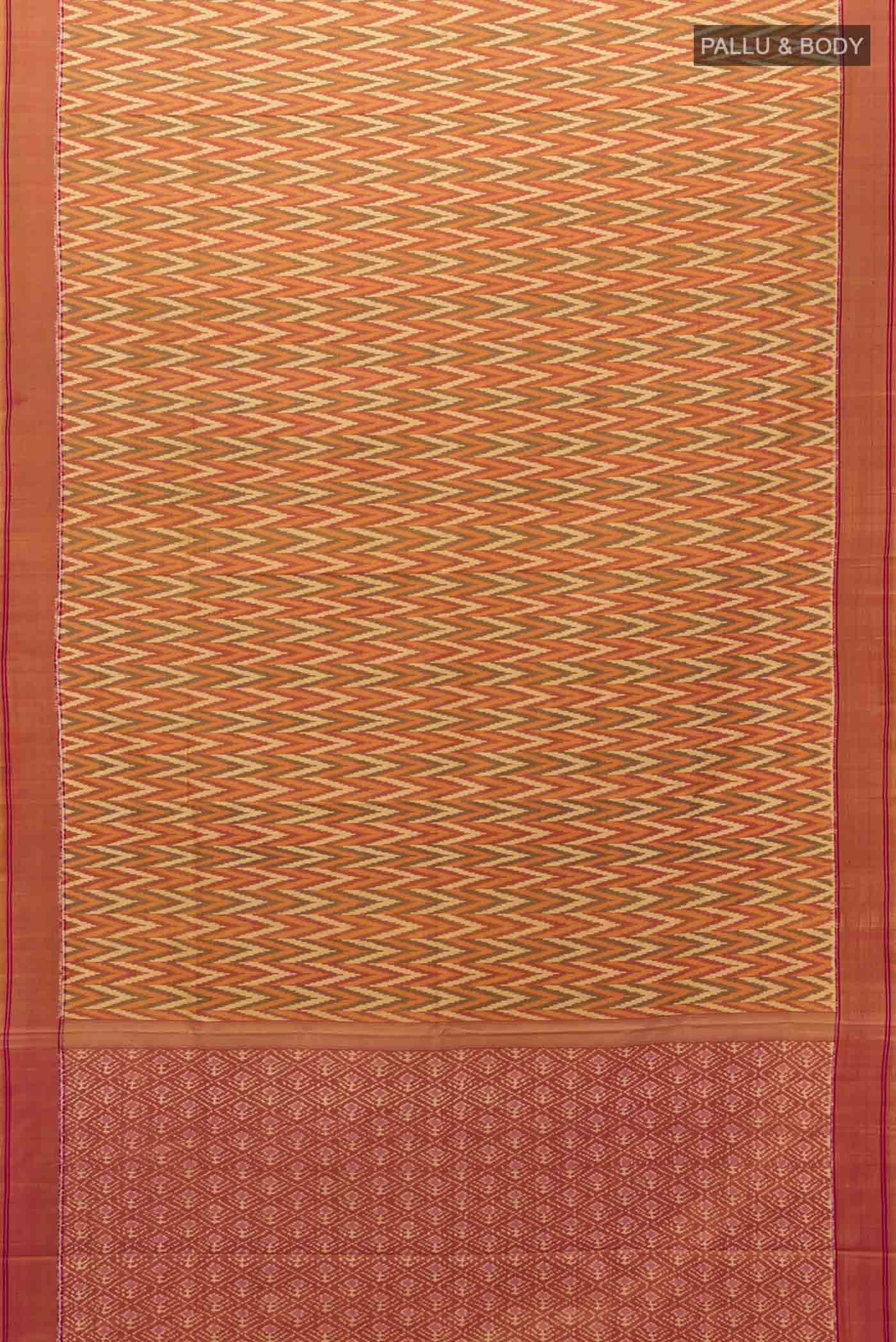 Orange Pochampally Silk Saree - Image 5