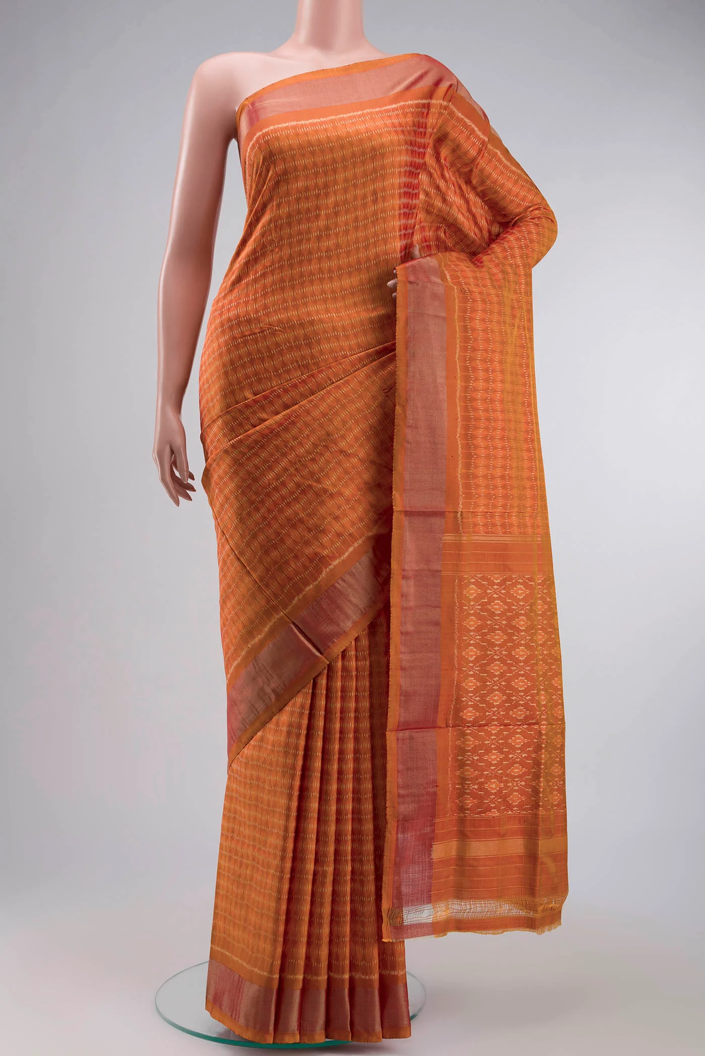 Orange Pochampally Silk Saree