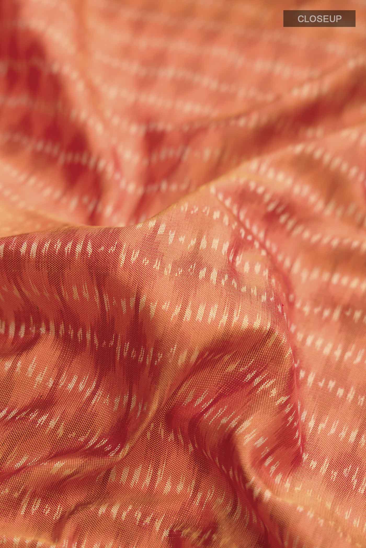 Orange Pochampally Silk Saree - Image 2