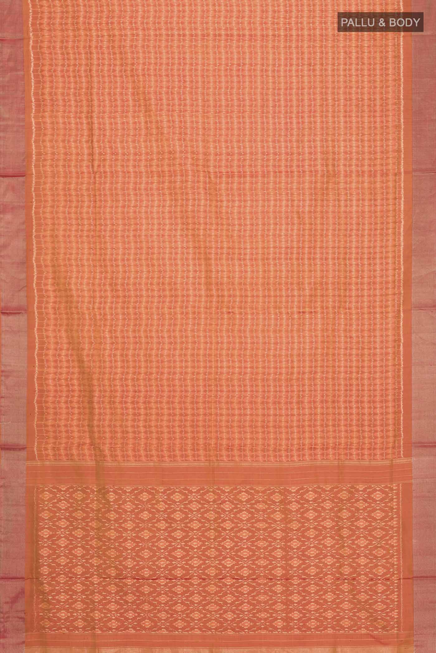 Orange Pochampally Silk Saree - Image 6