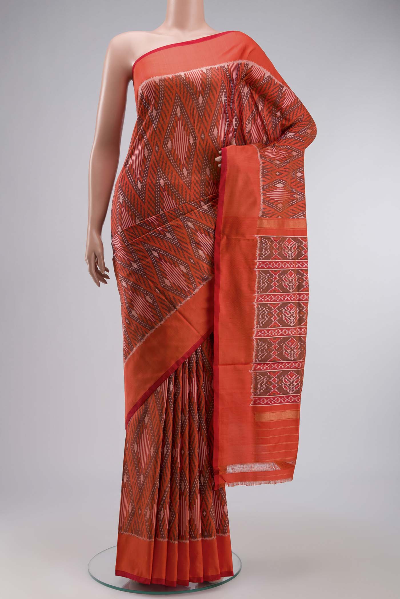 Orange Pochampally Silk Saree