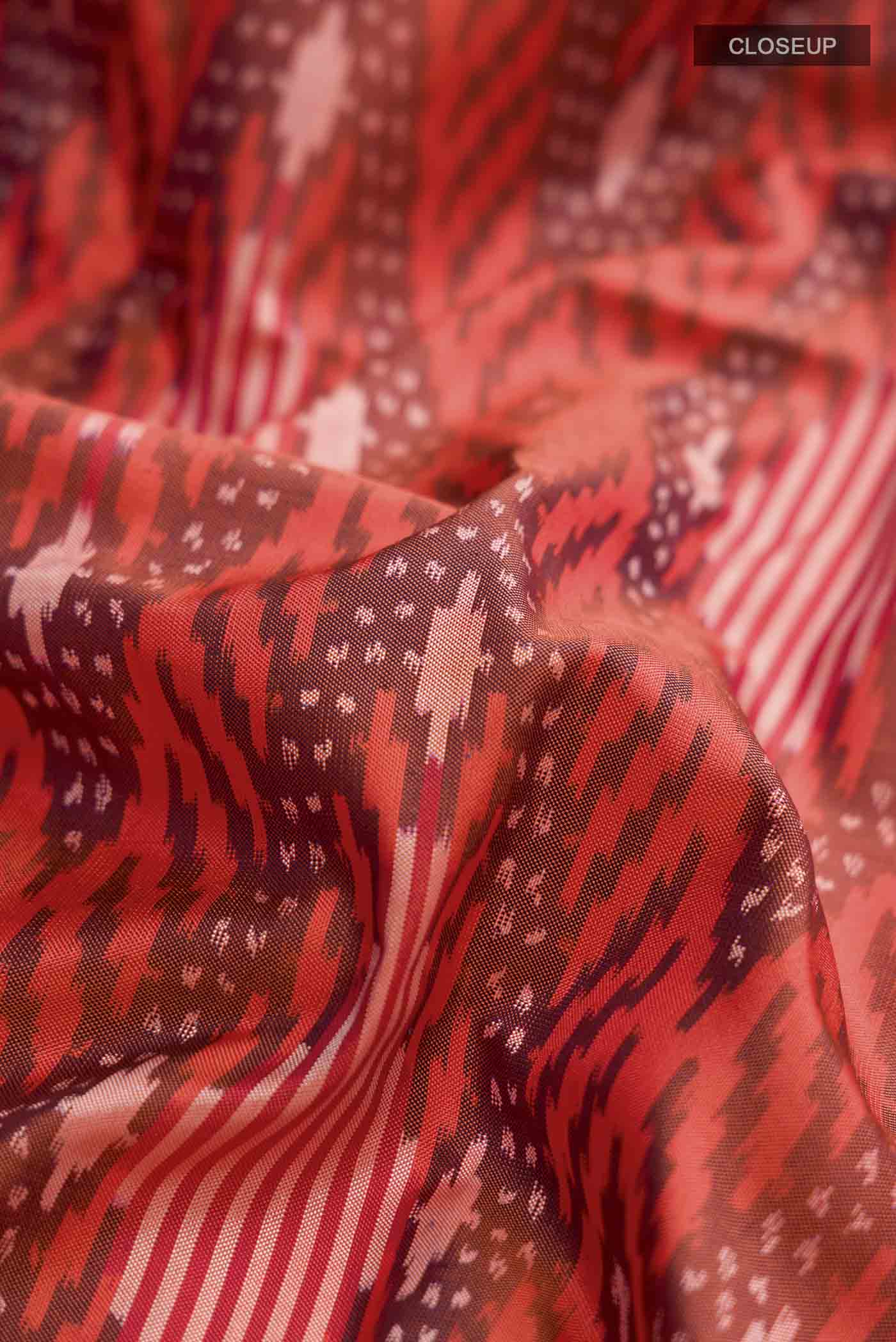 Orange Pochampally Silk Saree - Image 2