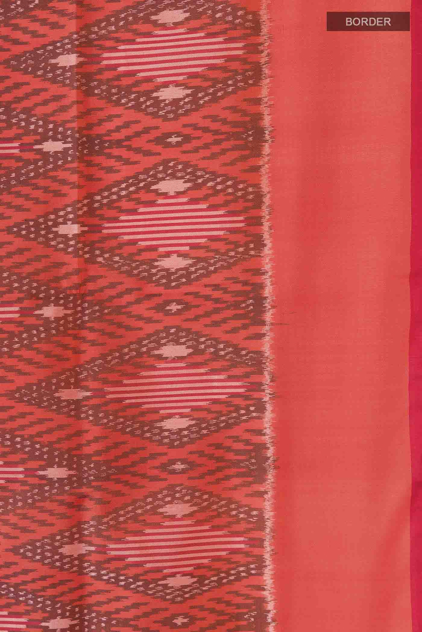Orange Pochampally Silk Saree - Image 3