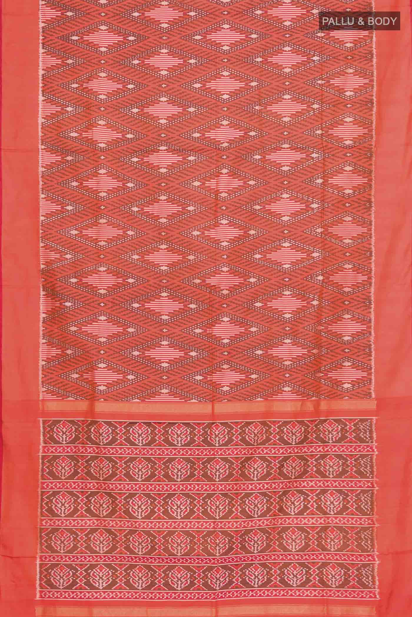 Orange Pochampally Silk Saree - Image 6