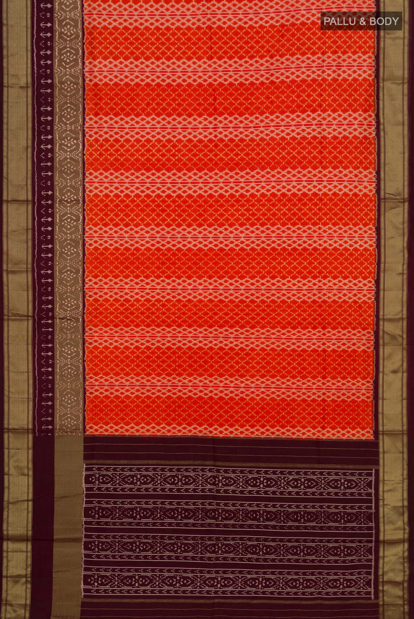 Orange Pochampally Silk Saree - Image 5