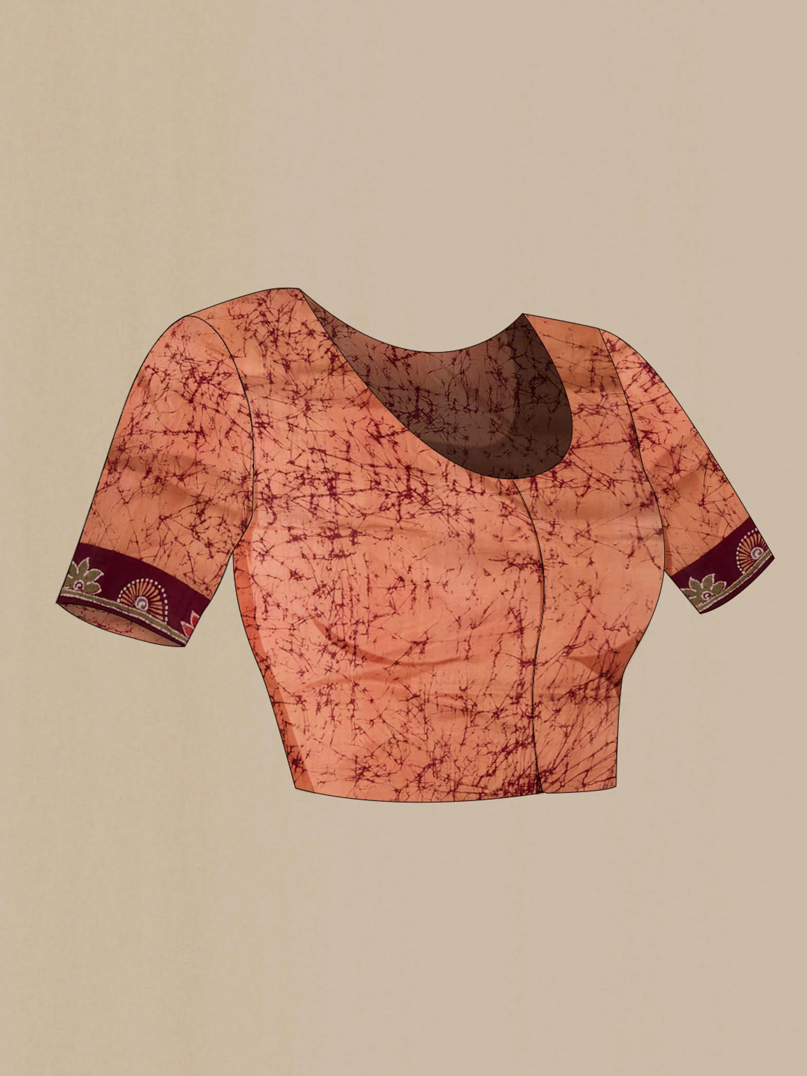 Orange Printed Silk Saree - Image 2