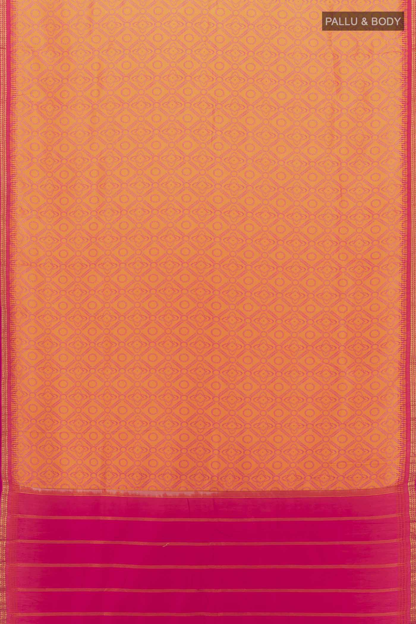 Orange Printed Silk Saree - Image 5