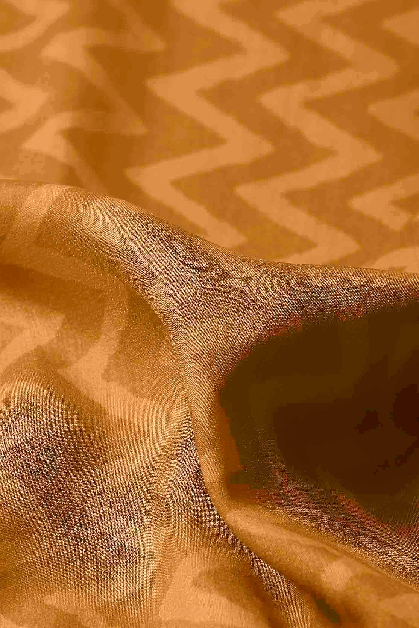 Orange Printed Silk Saree - Image 3
