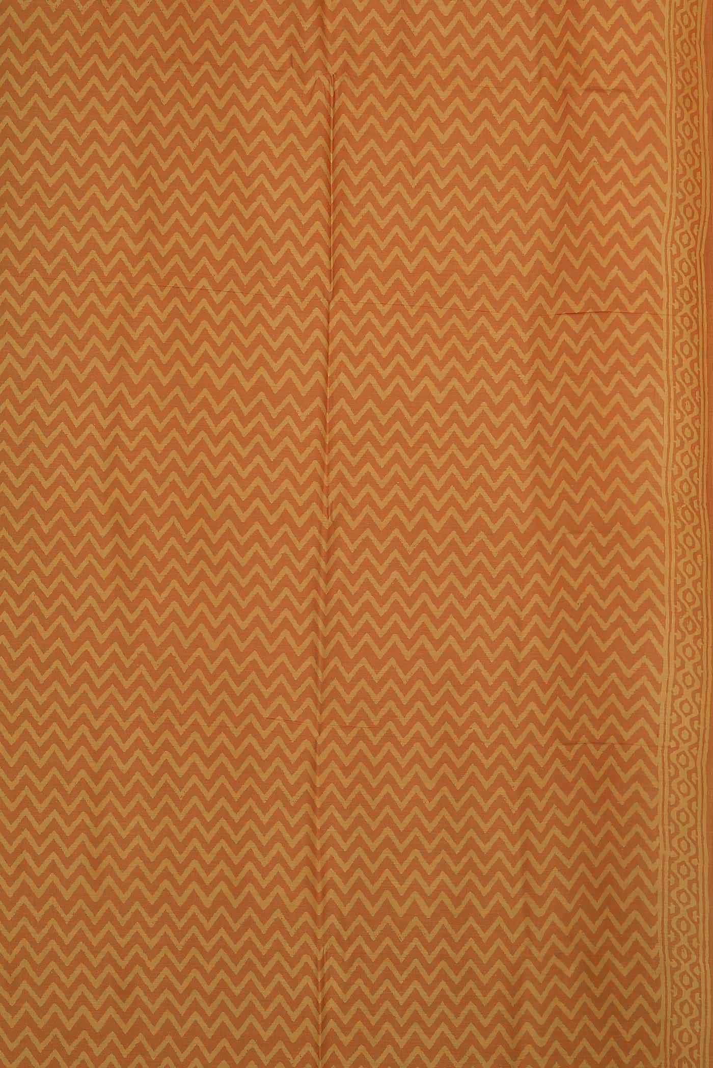 Orange Printed Silk Saree - Image 6
