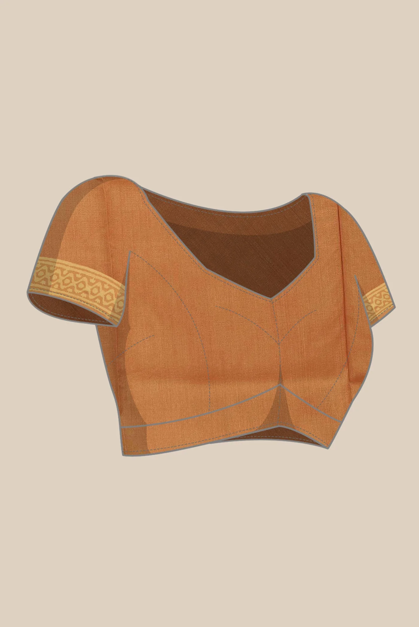 Orange Printed Silk Saree - Image 7
