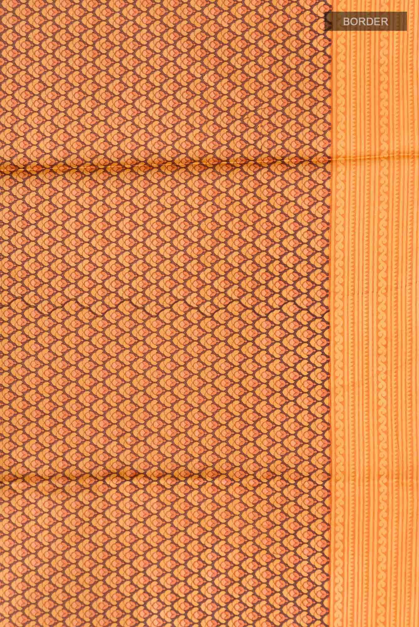 Orange Printed Silk Saree - Image 4