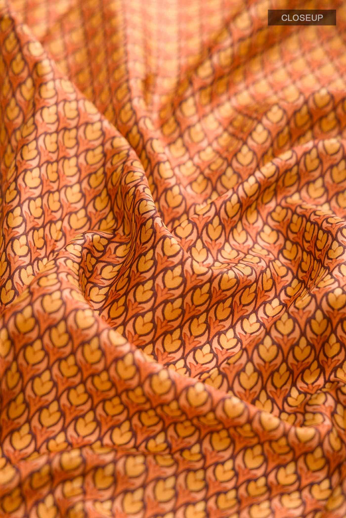 Orange Printed Silk Saree - Image 2