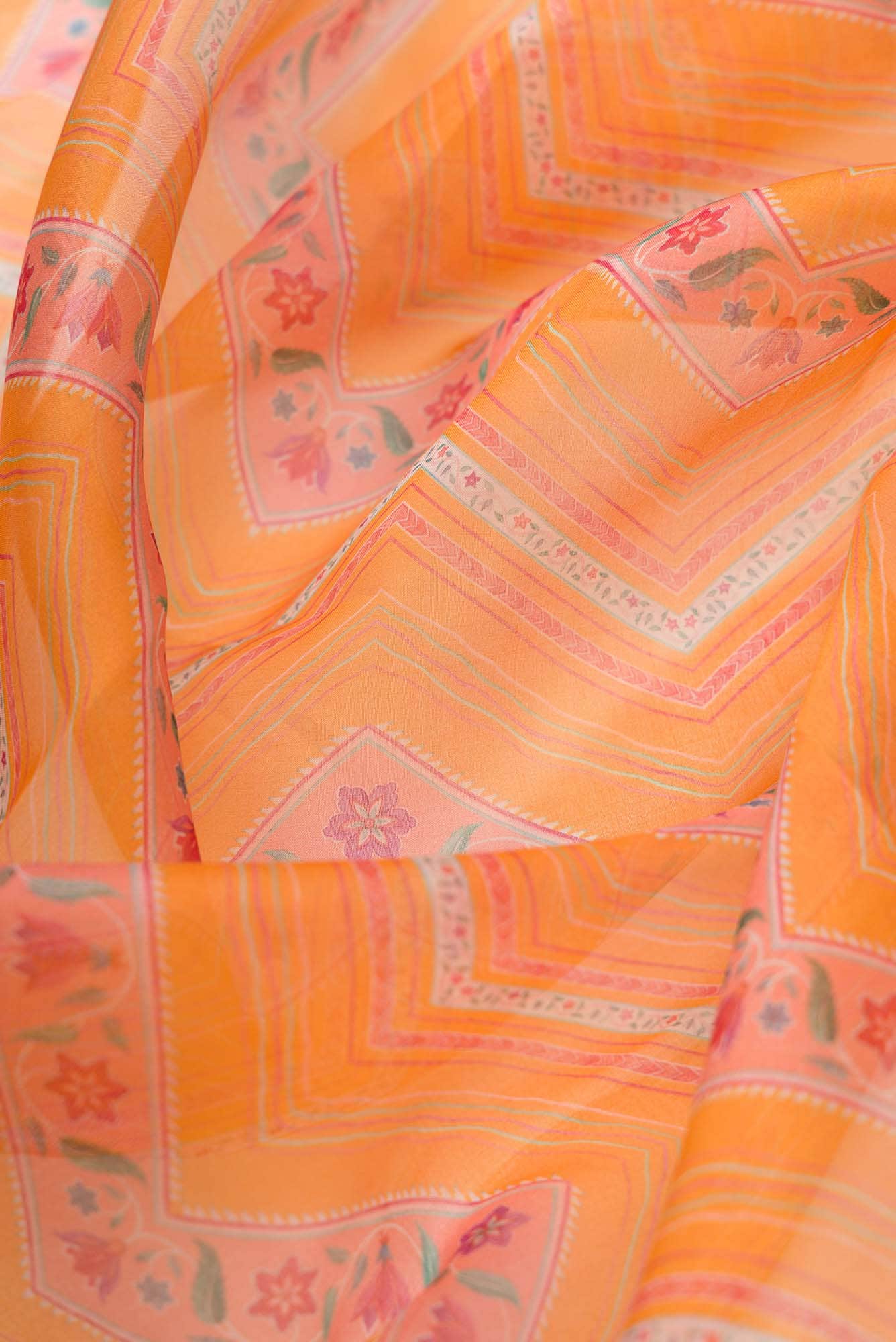Leher yellow floral design saree from Chintz Collection, Designed by Nalli - Image 6