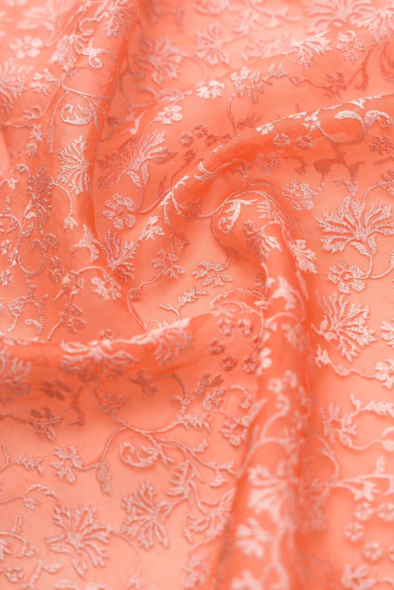 Iris waltz Orange floral design saree from Embroidered Romance Collection by Nalli - Image 5