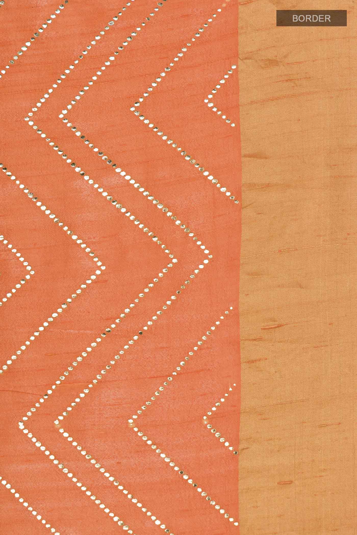 Orange Raw Silk Saree - Image 3