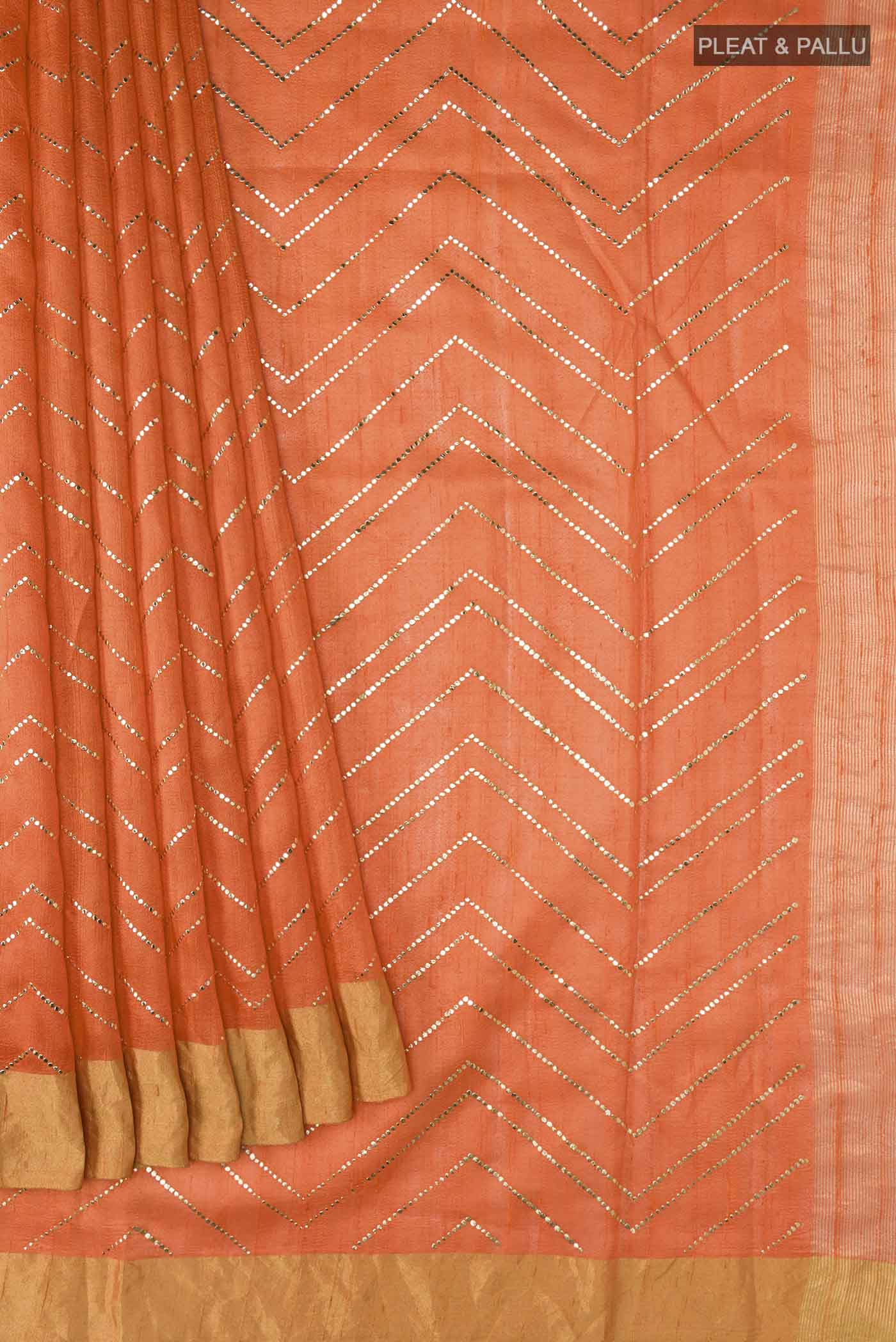 Orange Raw Silk Saree - Image 4