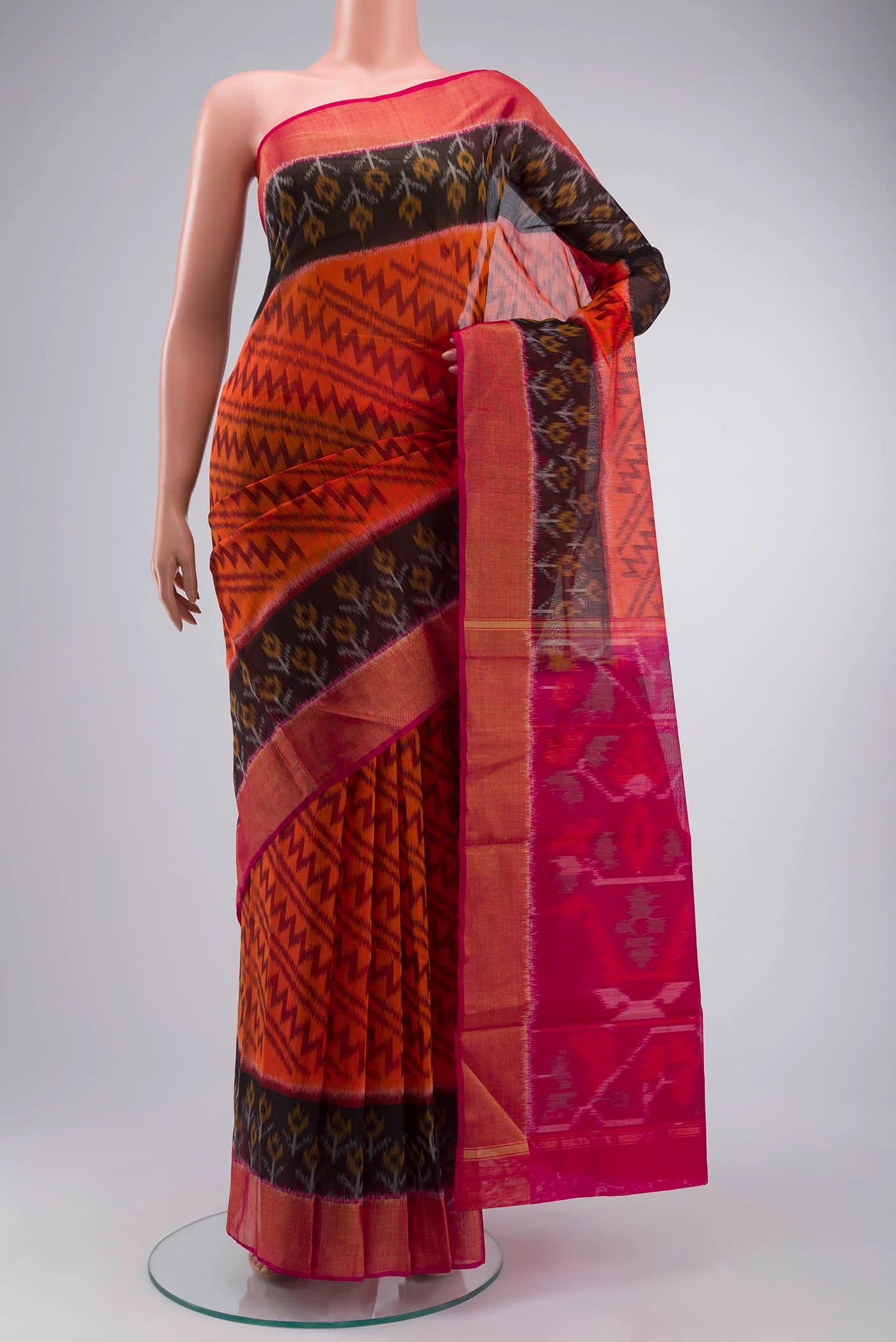 Orange Silk Cotton Saree