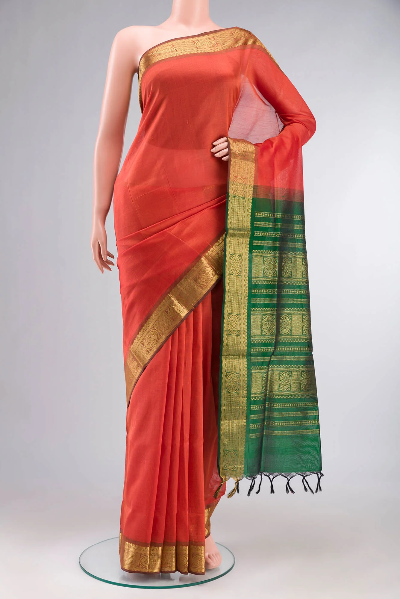 Orange Silk Cotton Saree