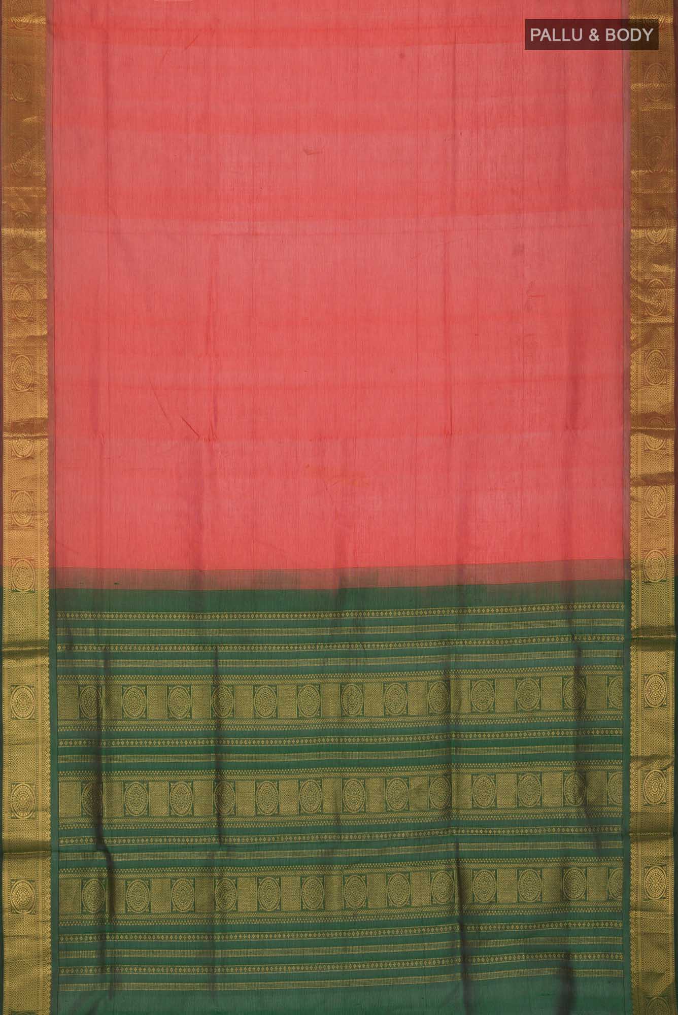 Orange Silk Cotton Saree - Image 3