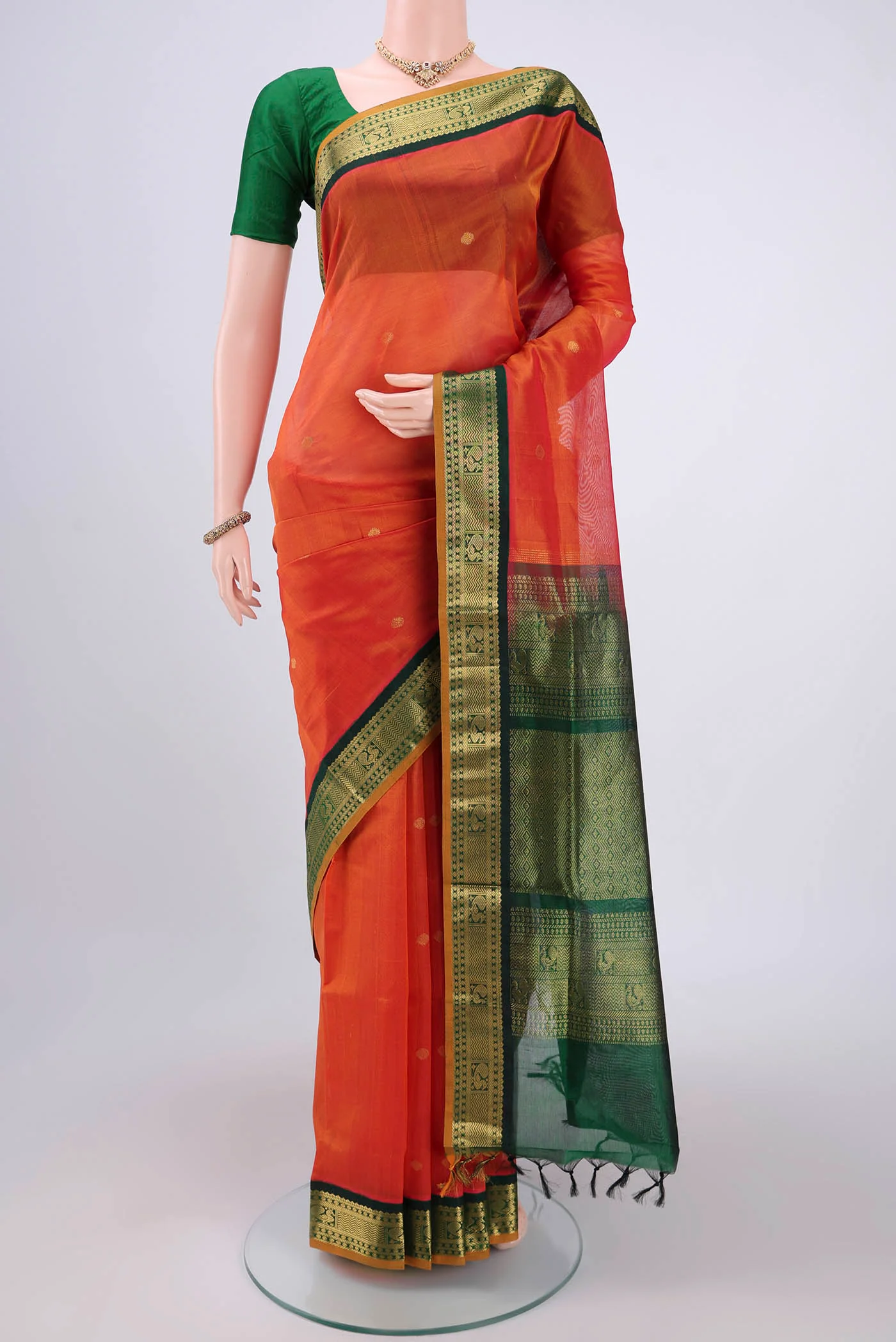 Orange Silk Cotton Saree