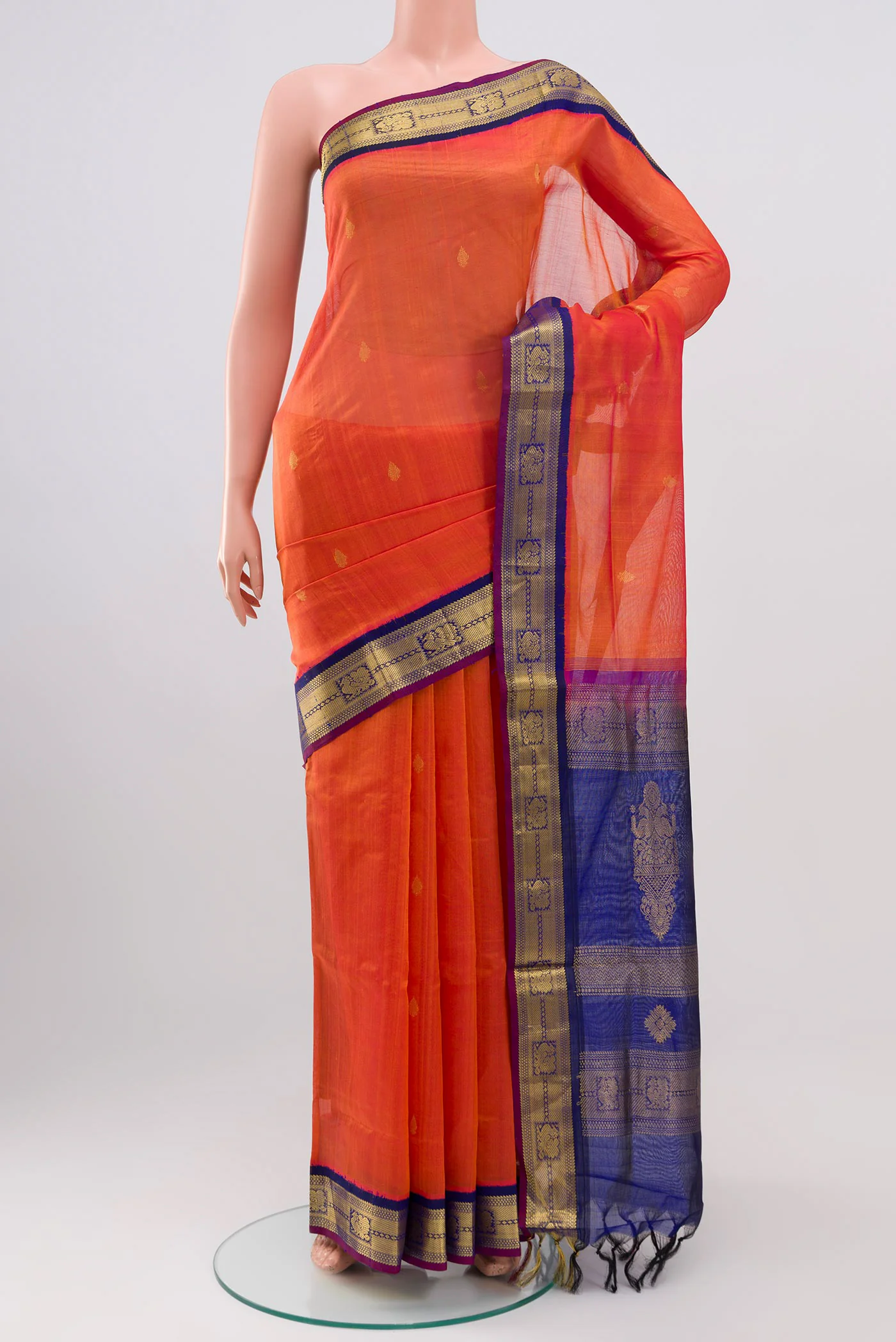 Orange Silk Cotton Saree