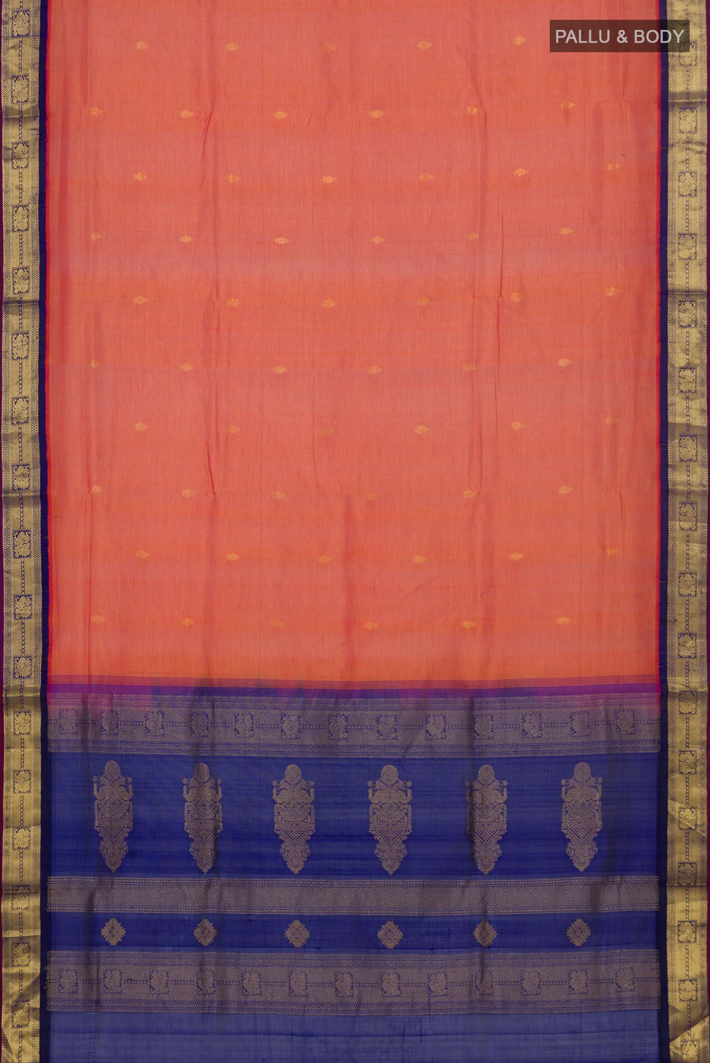 Orange Silk Cotton Saree - Image 5