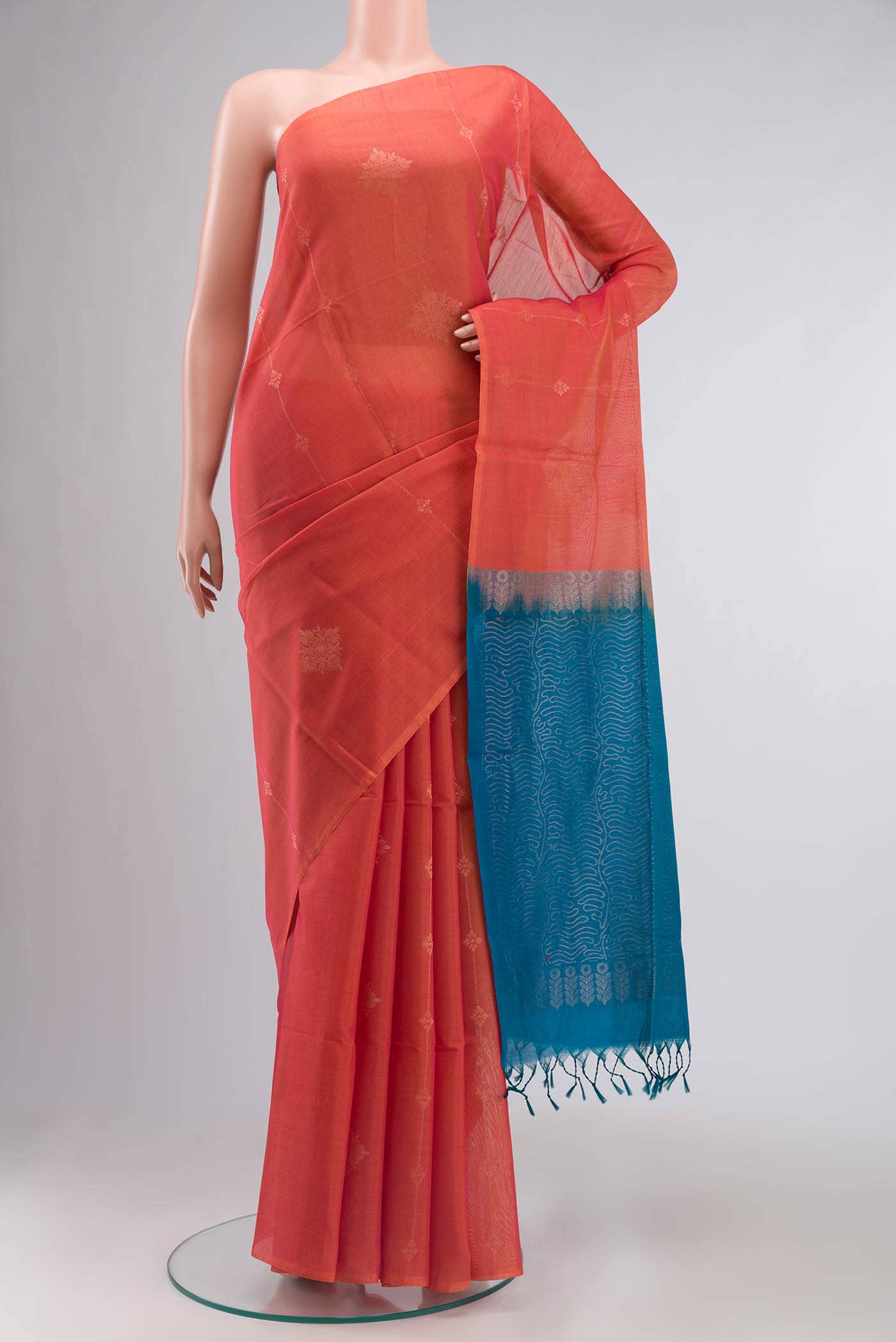 Orange Silk Cotton Saree