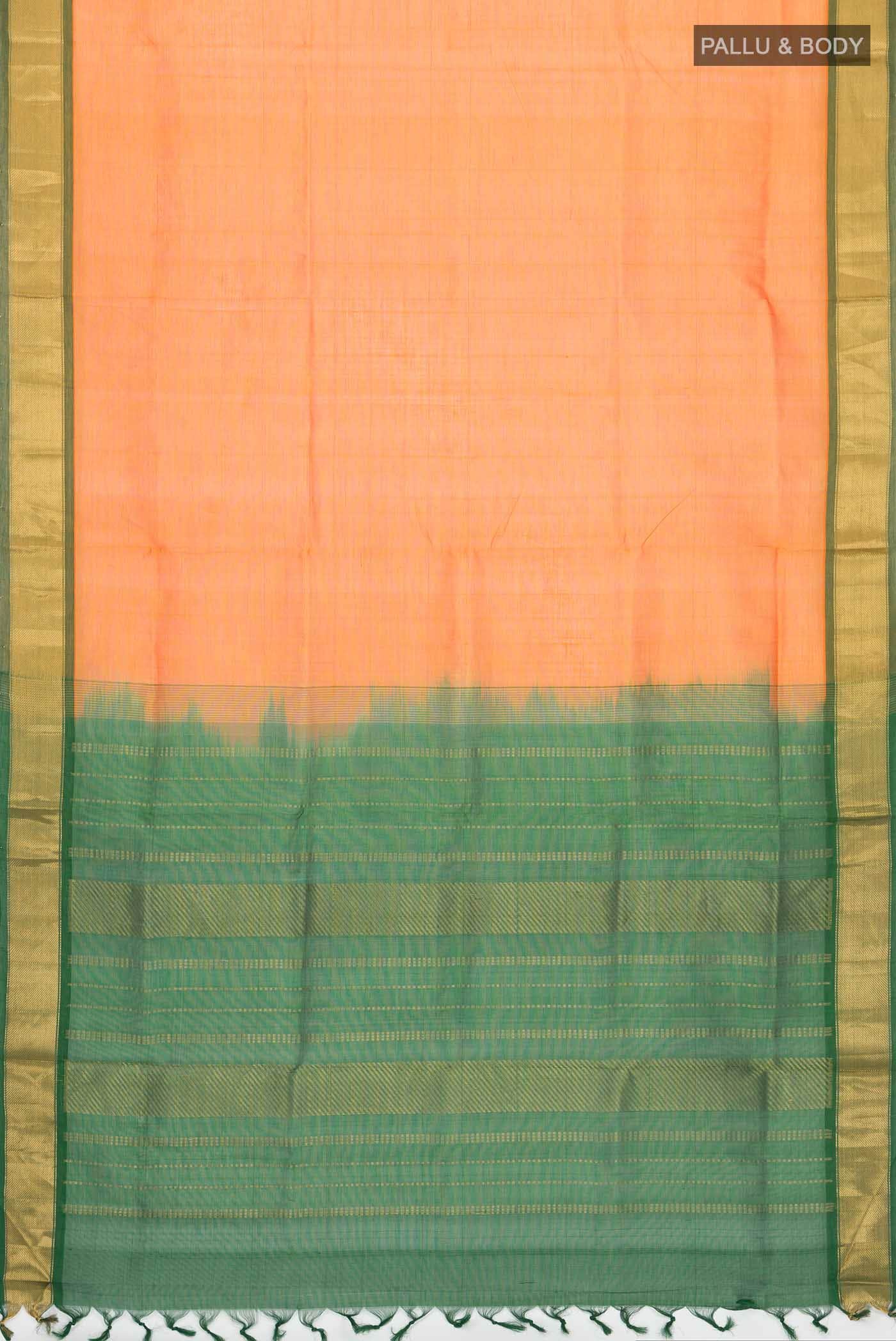 Orange Silk Cotton Saree - Image 2