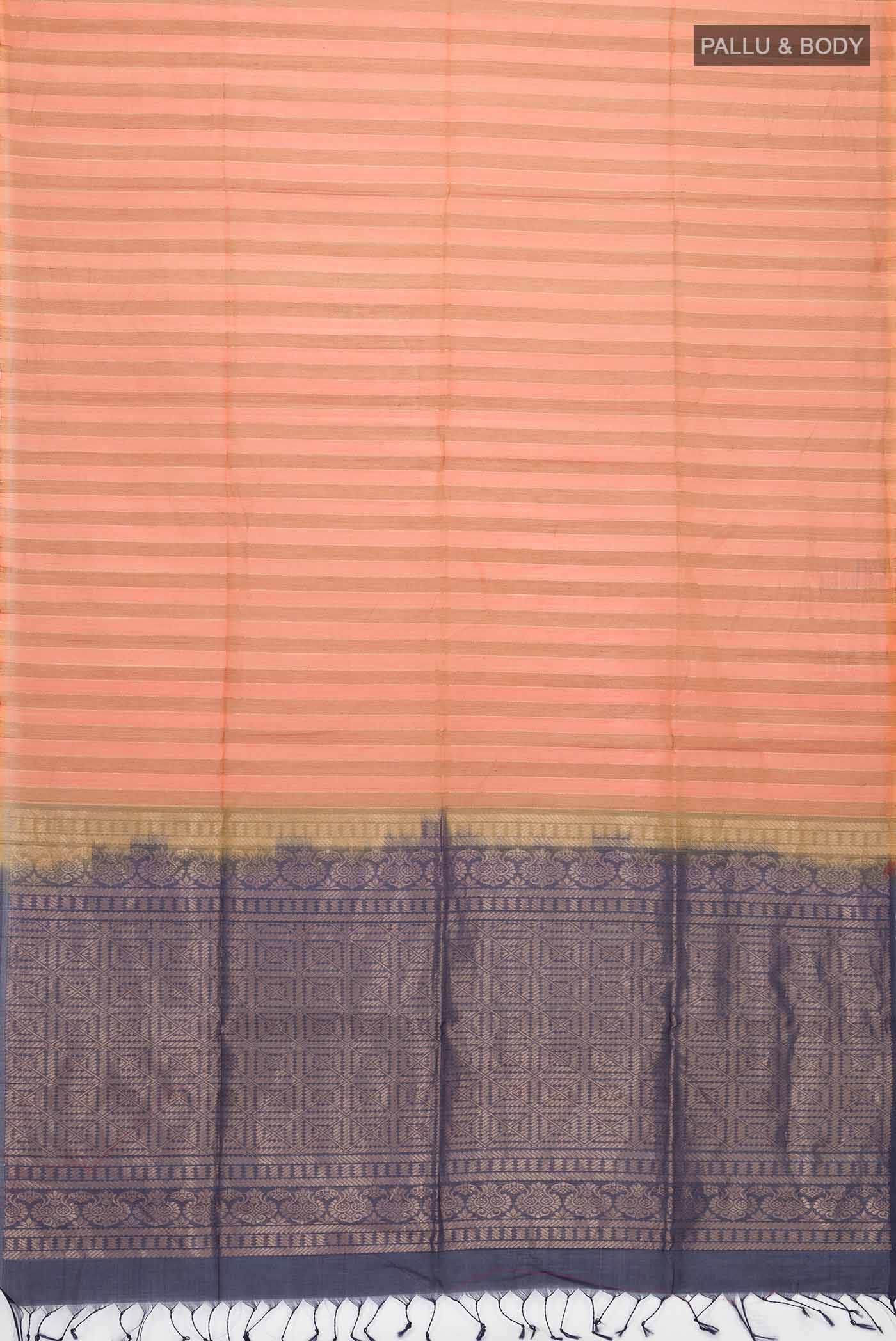 Orange Silk Cotton Saree - Image 2