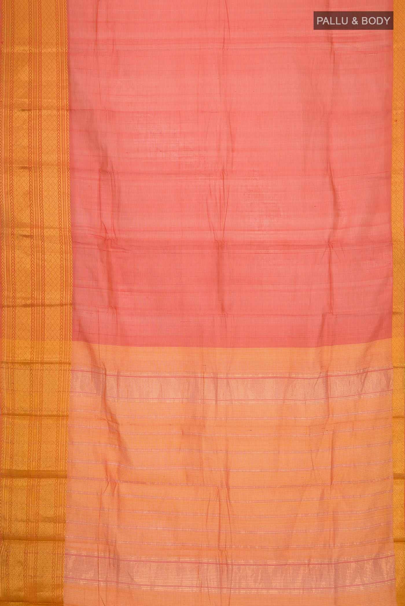 Orange Silk Cotton Saree - Image 2