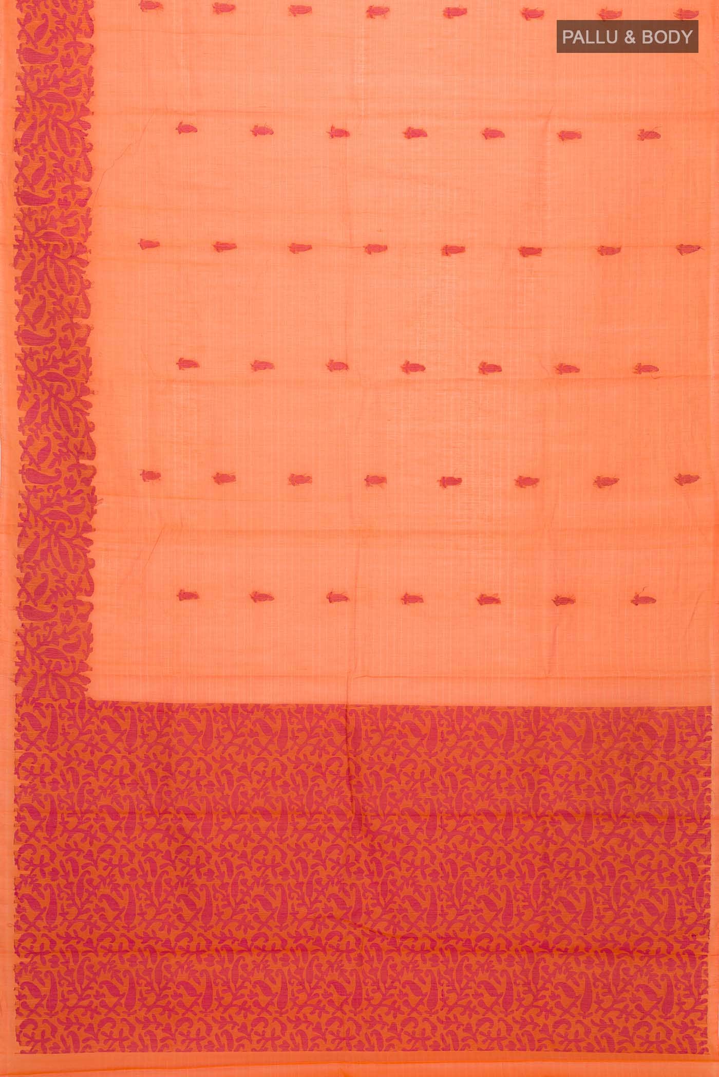 Orange Silk Cotton Saree - Image 3