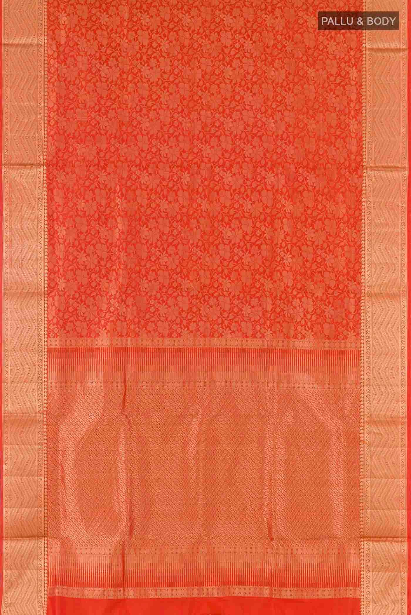 Orange Soft Silk Saree - Image 3
