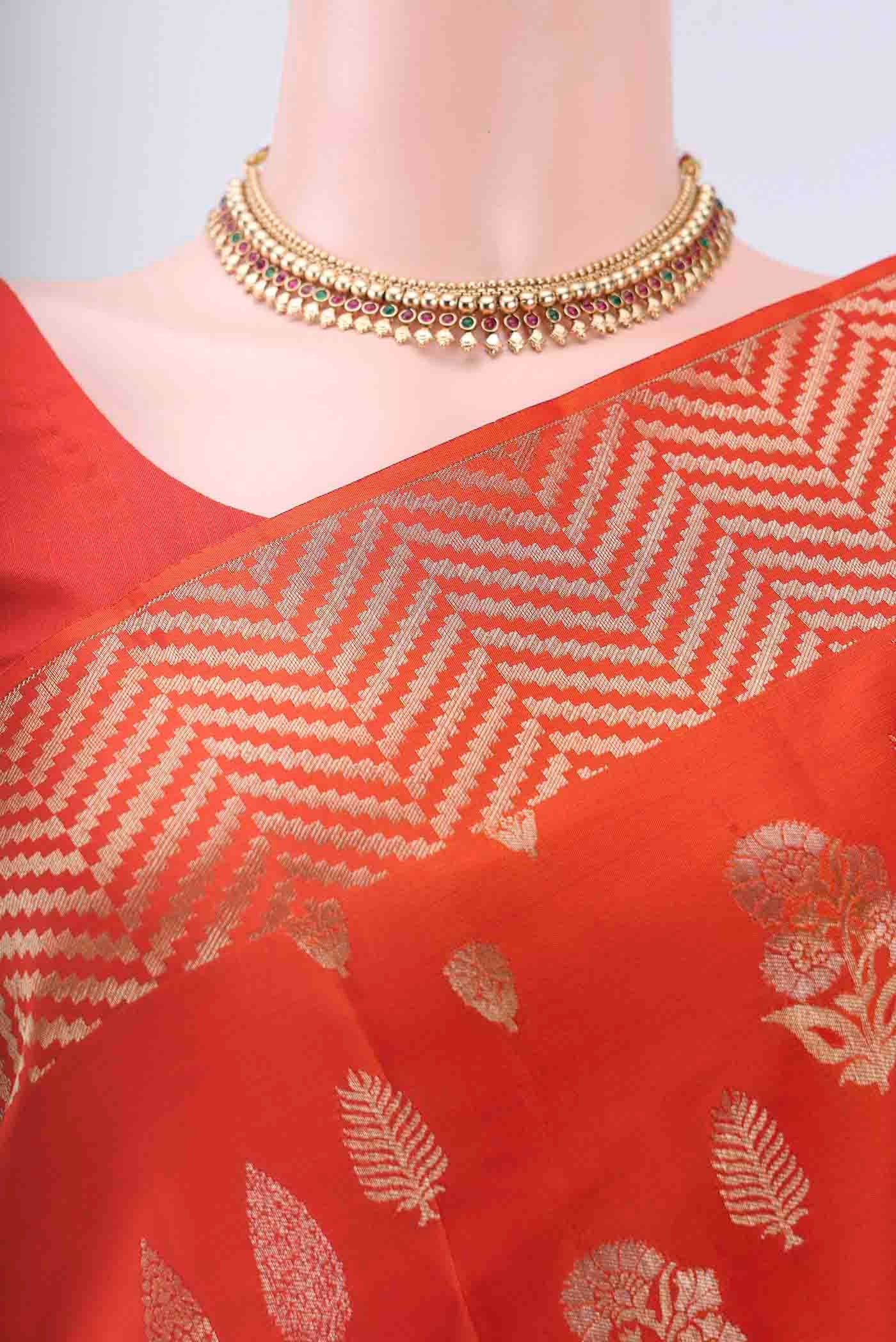 Orange Soft Silk Saree - Image 2