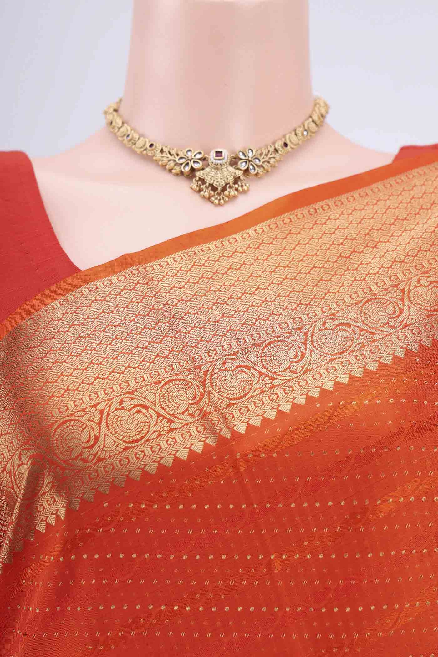Orange Soft Silk Saree - Image 2