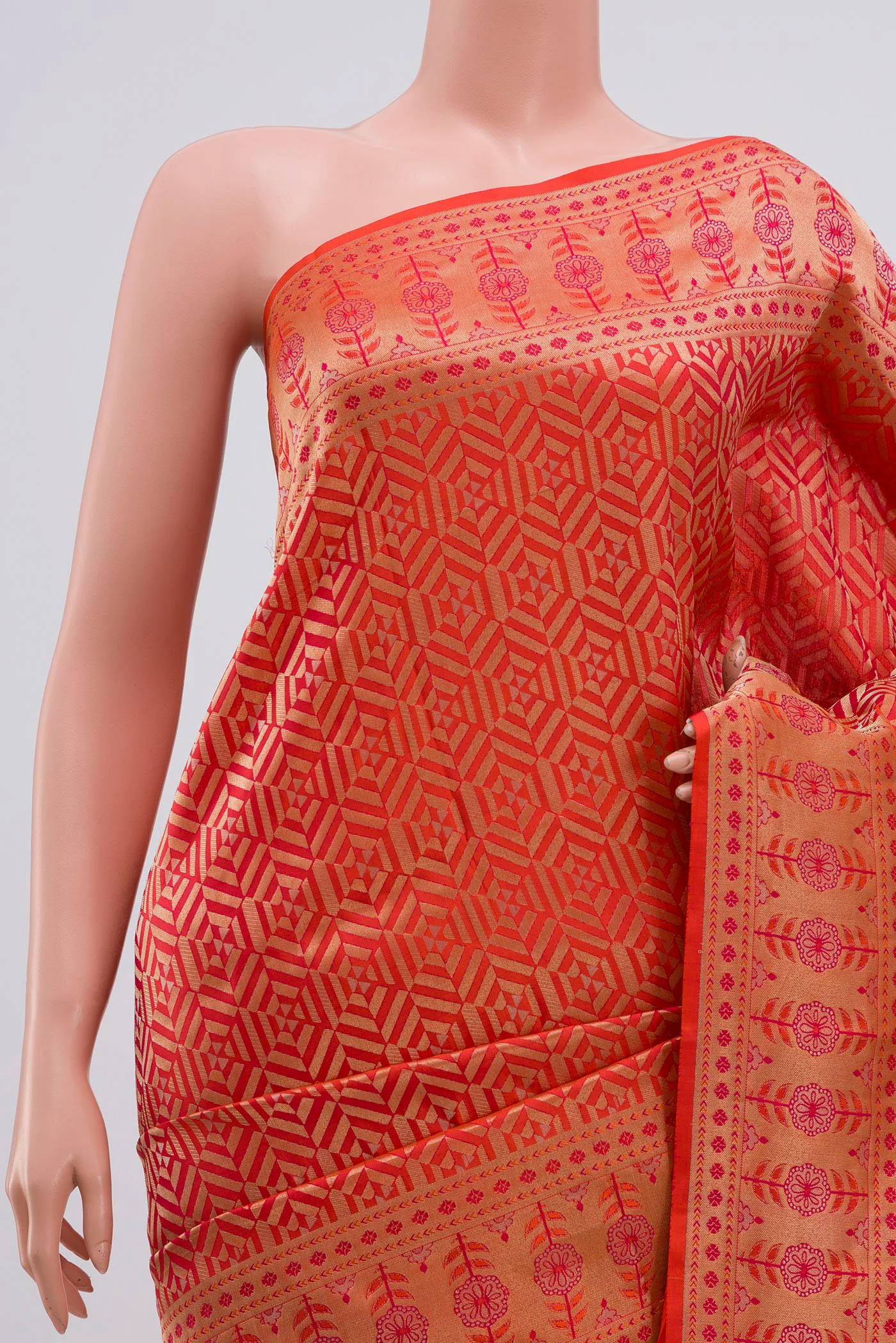 Orange Soft Silk Saree - Image 2