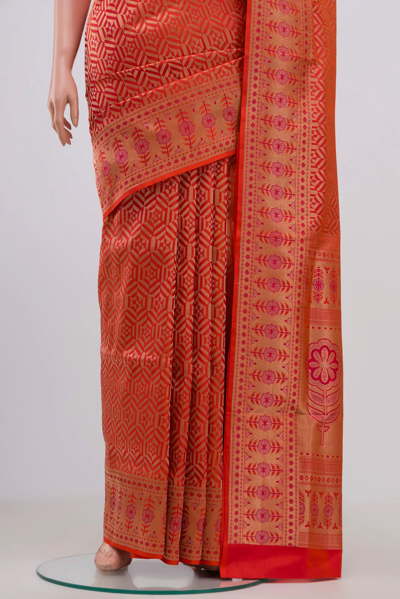Orange Soft Silk Saree - Image 3