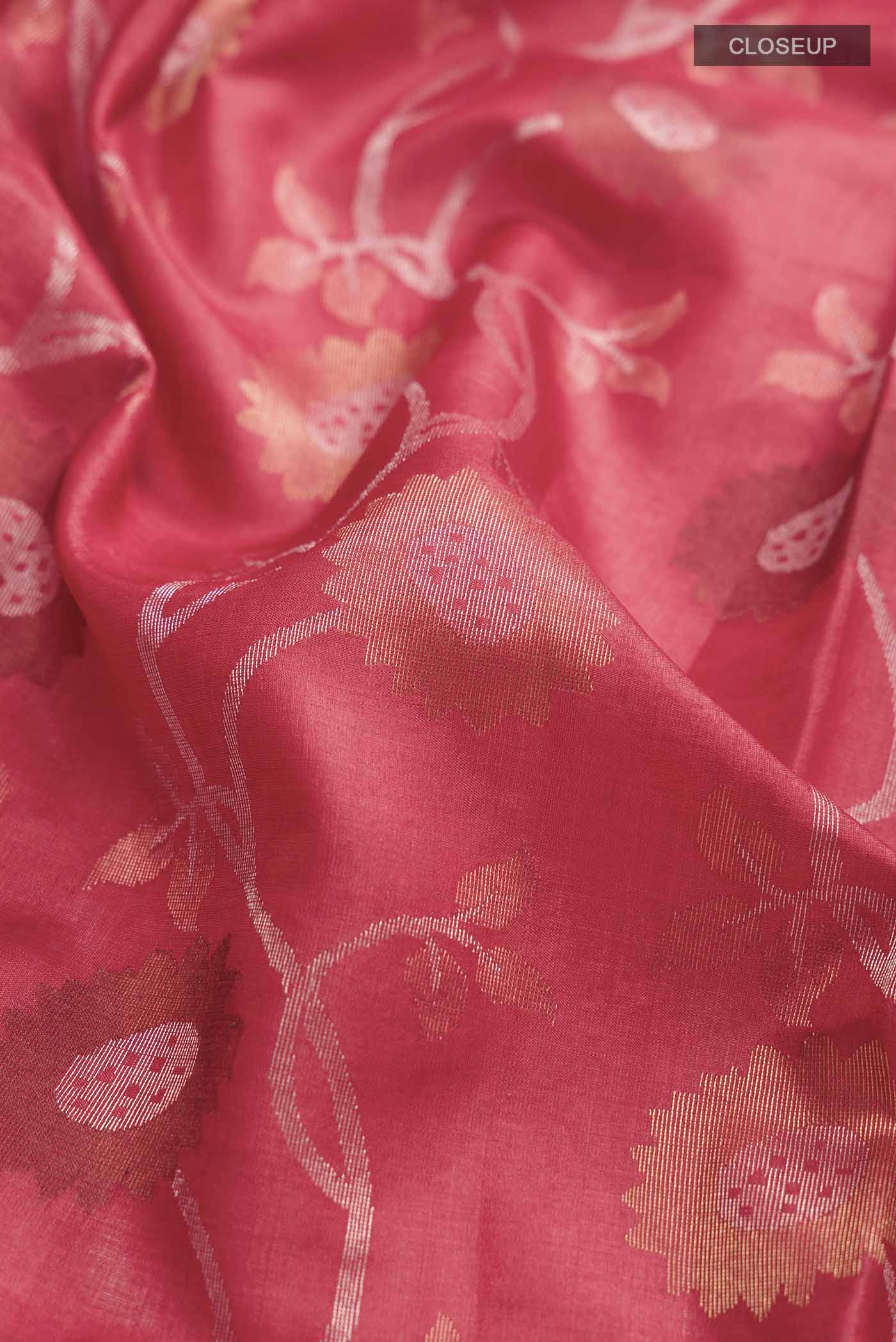 Imperial Red Tussar Silk Saree - Image 2